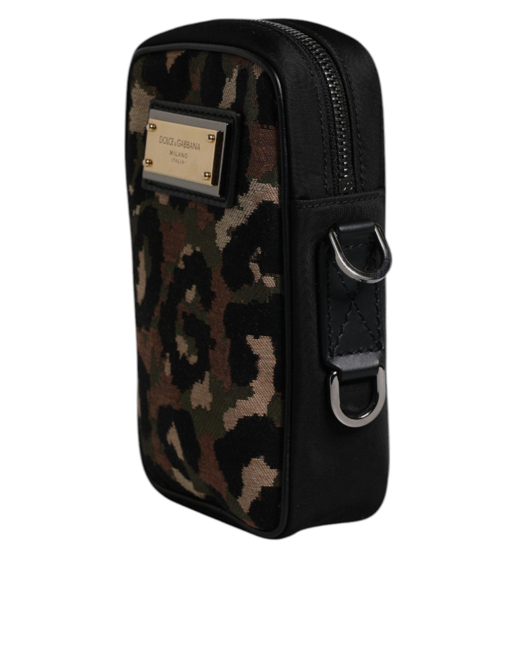 Dolce & Gabbana Multicolor Leopard Jacquard Logo Plaque Neck Strap Bag Dolce & Gabbana