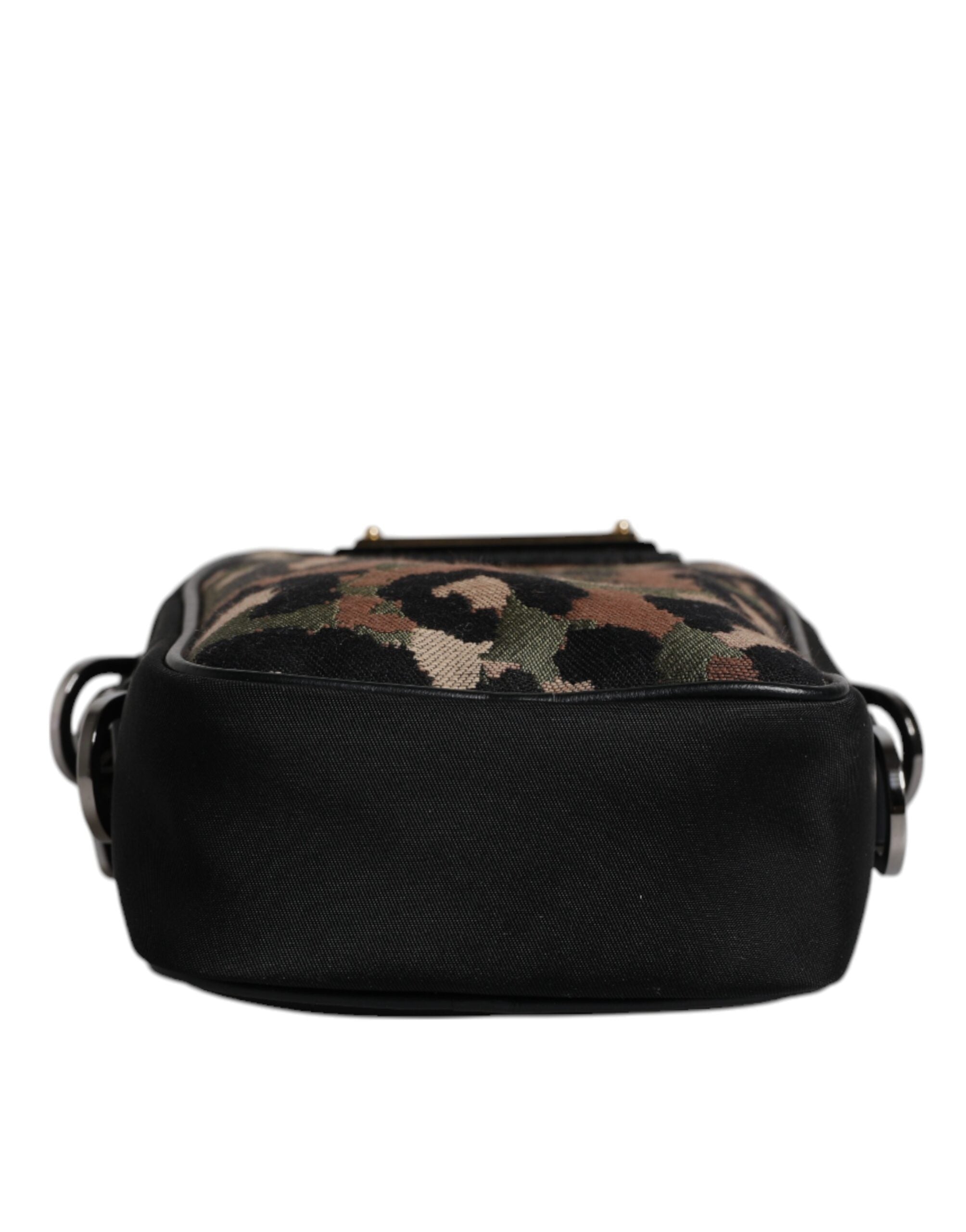 Dolce & Gabbana Multicolor Leopard Jacquard Logo Plaque Neck Strap Bag Dolce & Gabbana