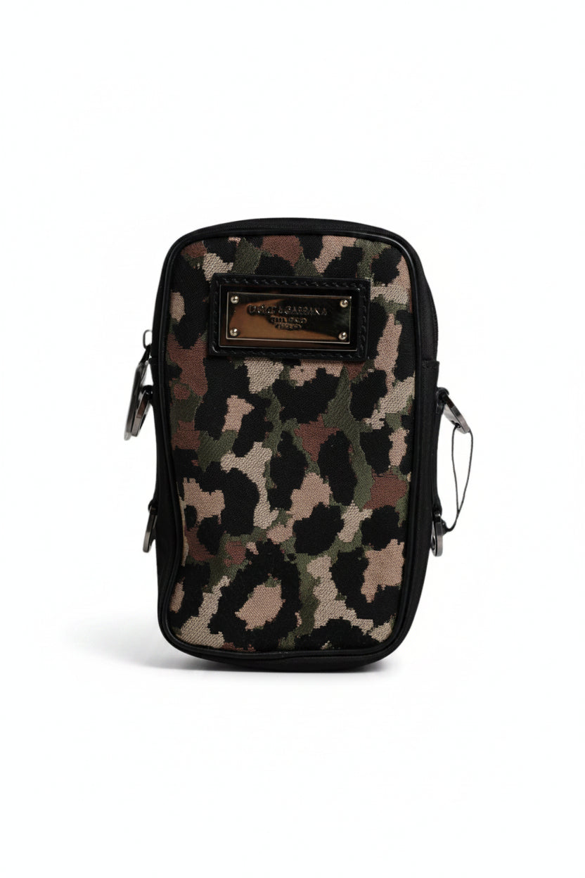 Dolce & Gabbana Multicolor Leopard Jacquard Logo Plaque Neck Strap Bag Dolce & Gabbana