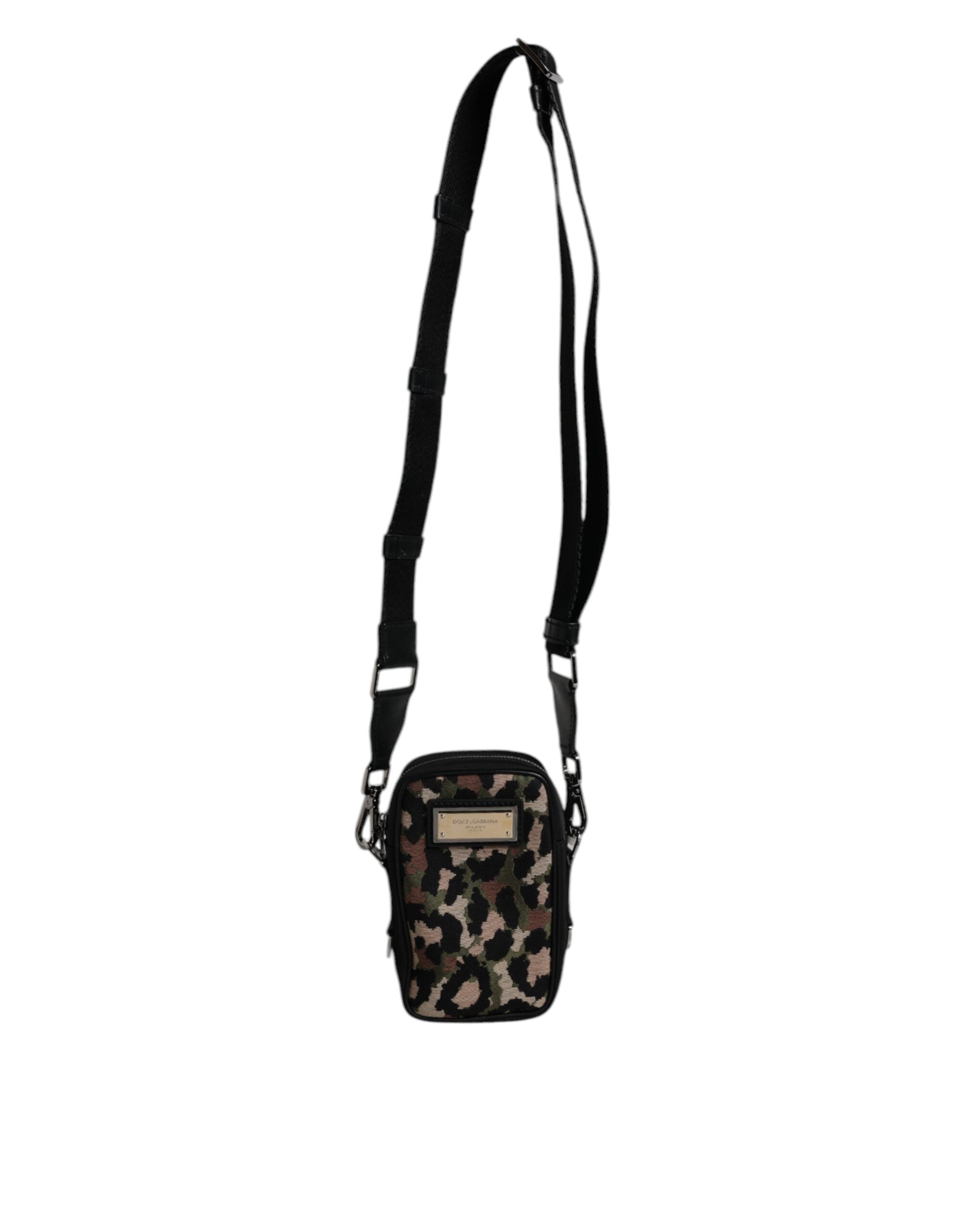 Dolce & Gabbana Multicolor Leopard Jacquard Logo Plaque Neck Strap Bag II Dolce & Gabbana