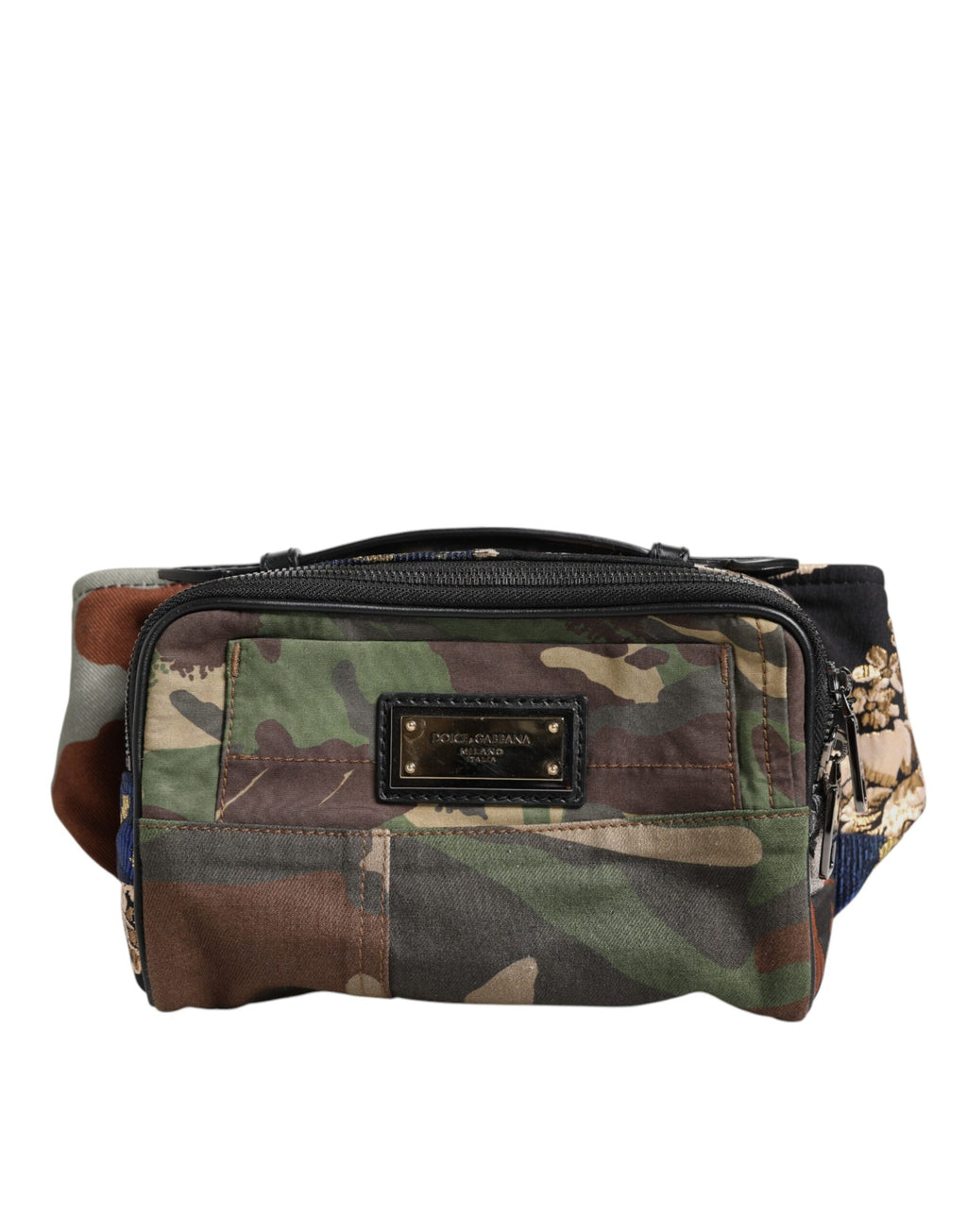 Dolce & Gabbana Multicolor Camouflage Patchwork Logo Waist Fanny Pack Dolce & Gabbana