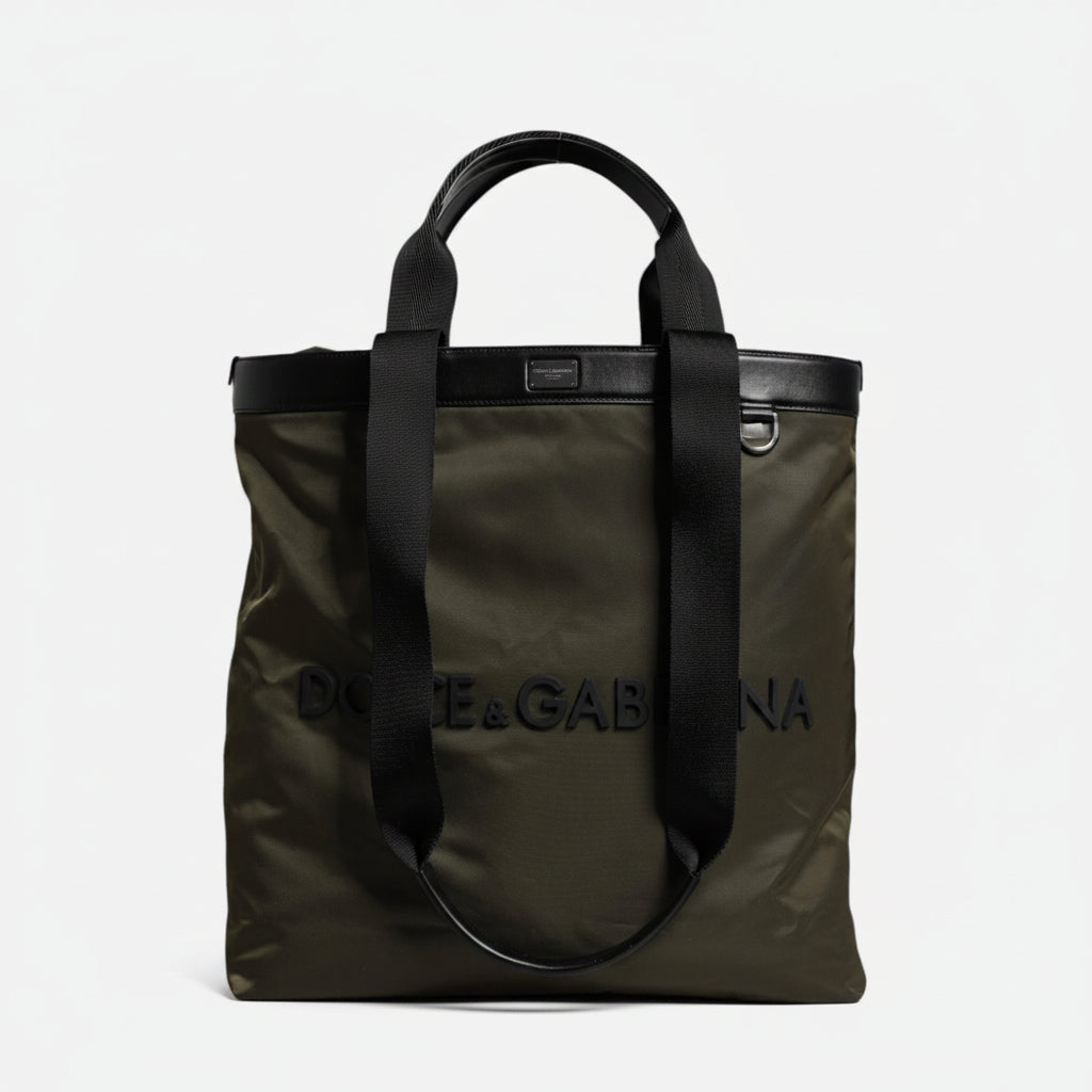 Dolce & Gabbana Military Green Nylon Shoulder Strap Tote Bag Dolce & Gabbana