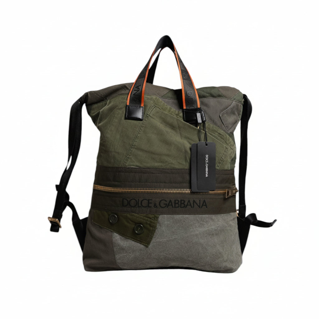 Dolce & Gabbana Military Green Patchwork Rucksack Backpack Bag Dolce & Gabbana