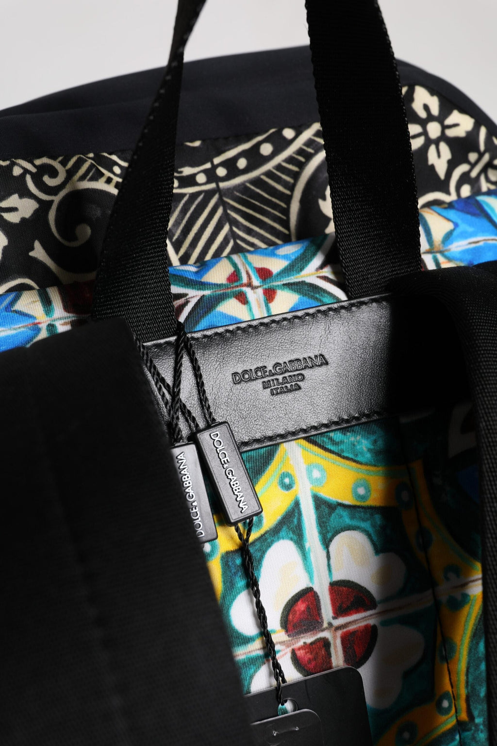 Dolce & Gabbana Multicolor Maiolica Print Nylon Backpack Dolce & Gabbana