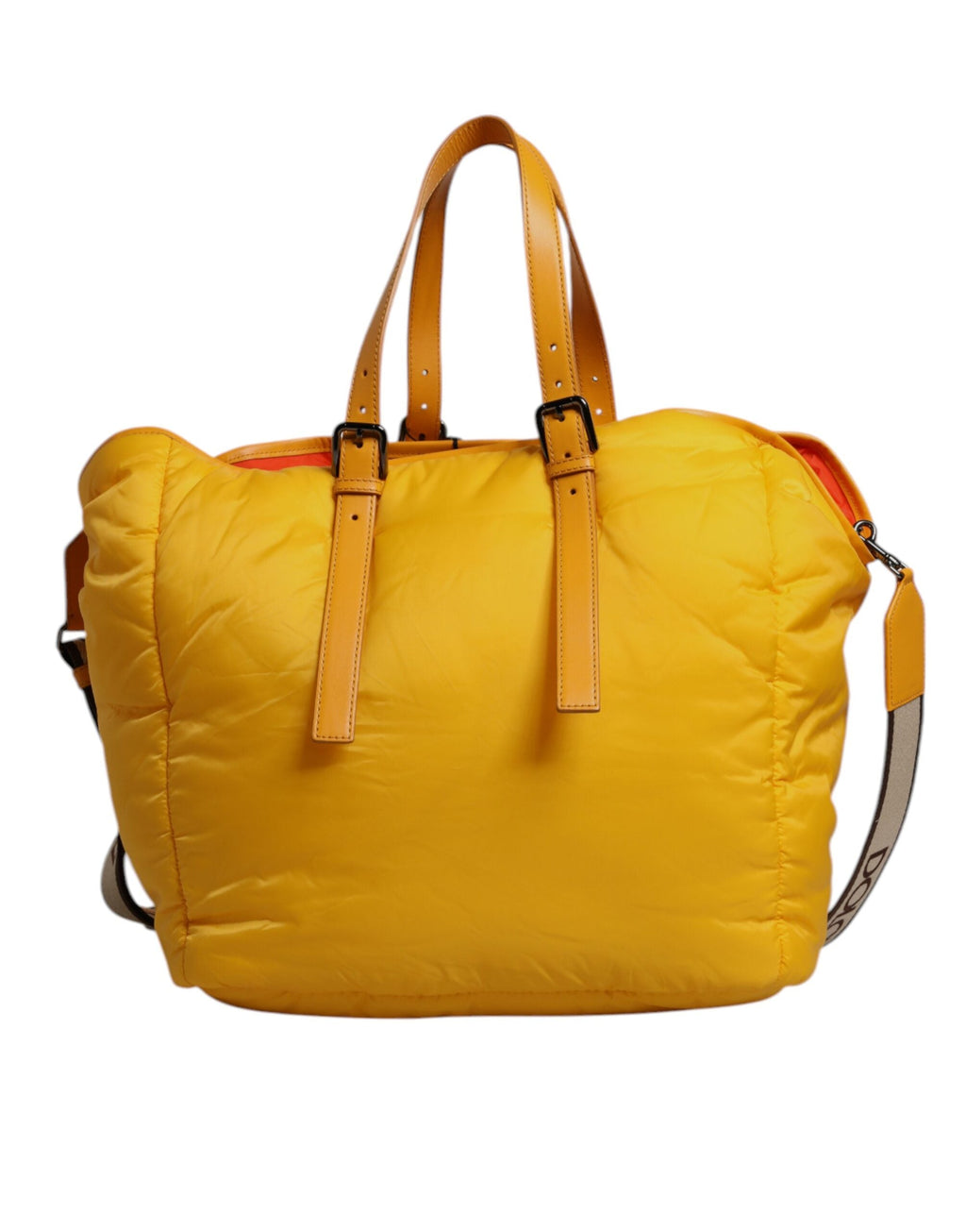 Dolce & Gabbana Yellow & Orange Nylon Logo Plaque Shoulder Duffle Bag Dolce & Gabbana