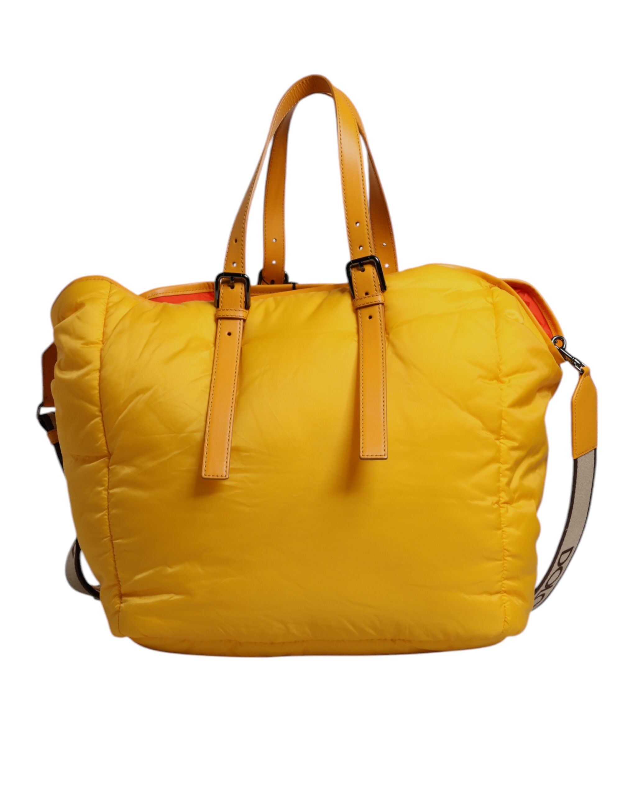 Dolce & Gabbana Yellow & Orange Nylon Logo Plaque Shoulder Duffle Bag Dolce & Gabbana