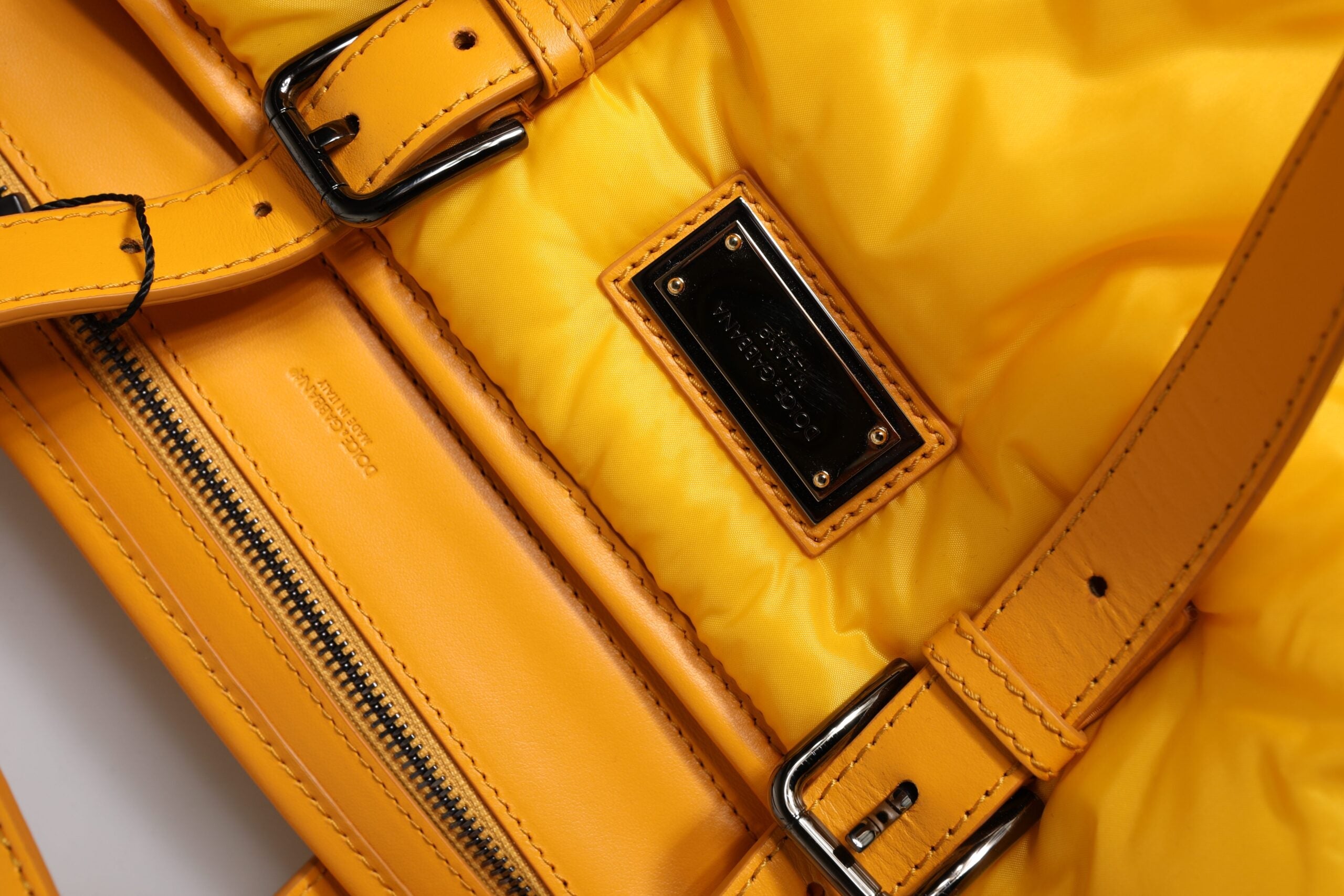 Dolce & Gabbana Yellow & Orange Nylon Logo Plaque Shoulder Duffle Bag Dolce & Gabbana