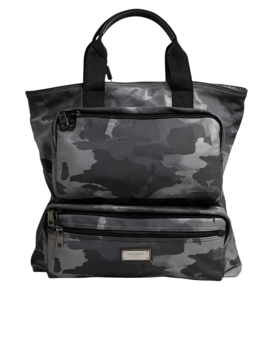Dolce & Gabbana Gray Camo Cotton Multiple Compartments Tote Bag Dolce & Gabbana