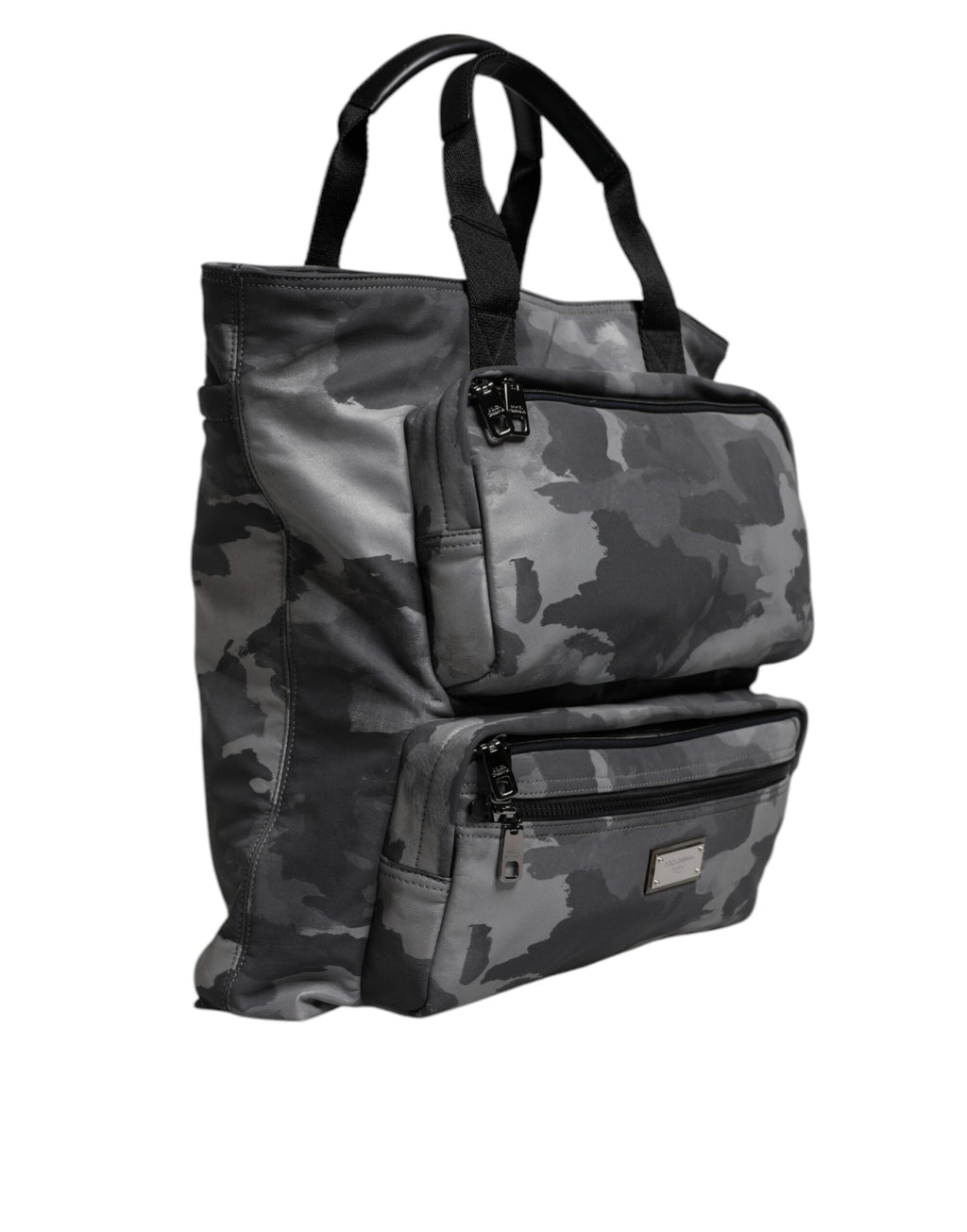 Dolce & Gabbana Gray Camo Cotton Multiple Compartments Tote Bag Dolce & Gabbana