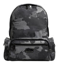 Dolce & Gabbana Gray Cotton Camouflage Logo Plaque Backpack Dolce & Gabbana