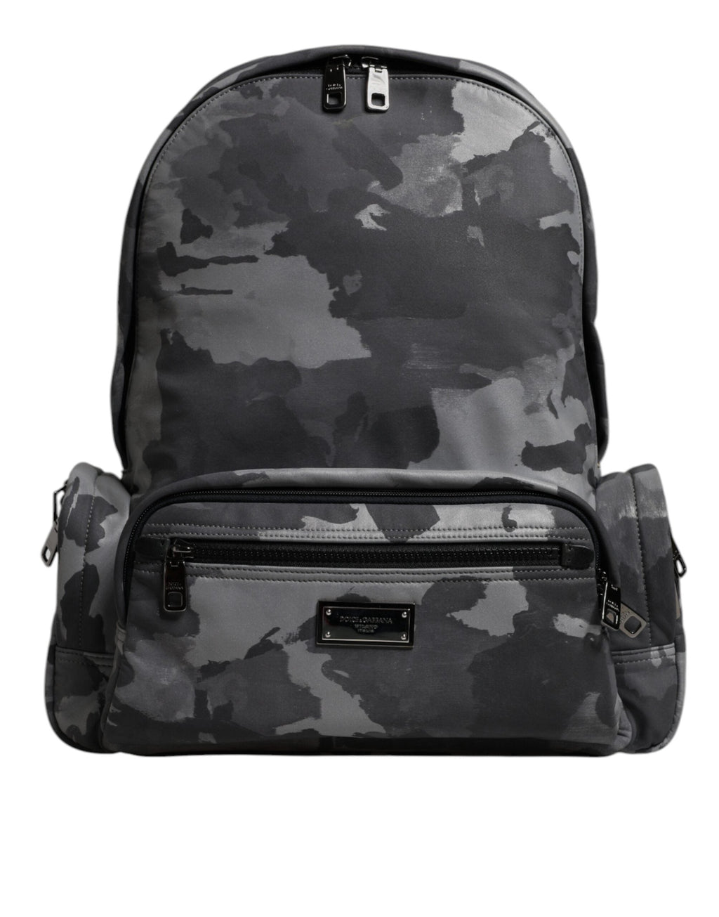 Dolce & Gabbana Gray Cotton Camouflage Logo Plaque Backpack Dolce & Gabbana