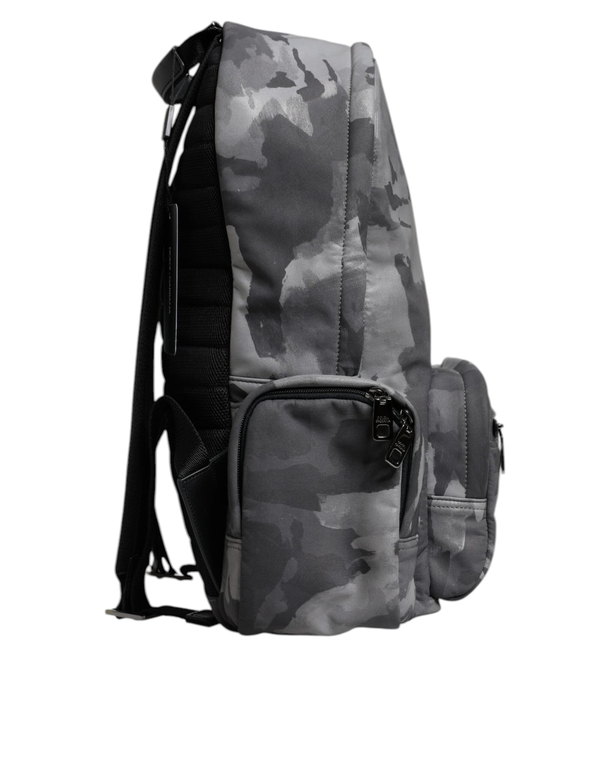Dolce & Gabbana Gray Cotton Camouflage Logo Plaque Backpack Dolce & Gabbana