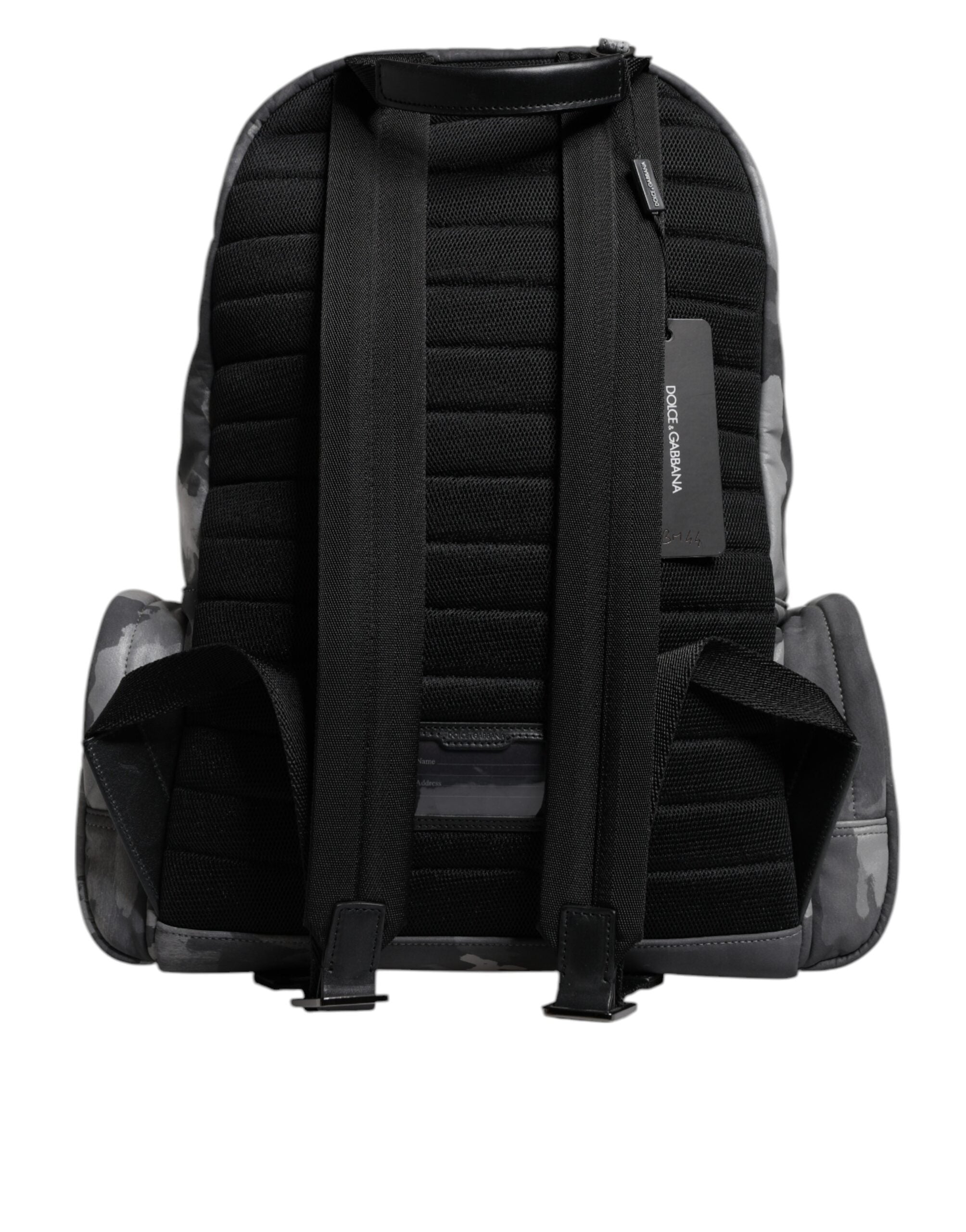 Dolce & Gabbana Gray Cotton Camouflage Logo Plaque Backpack Dolce & Gabbana