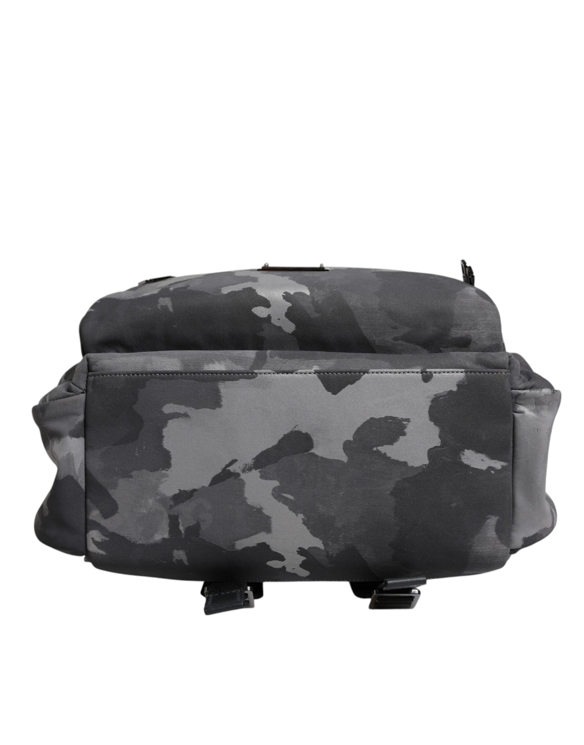 Dolce & Gabbana Gray Cotton Camouflage Logo Plaque Backpack Dolce & Gabbana
