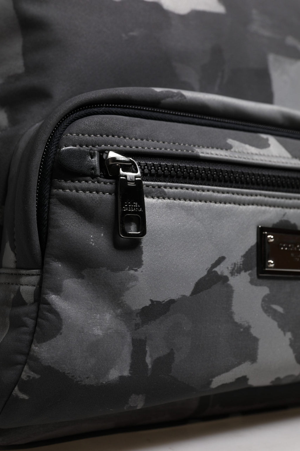 Dolce & Gabbana Gray Cotton Camouflage Logo Plaque Backpack Dolce & Gabbana
