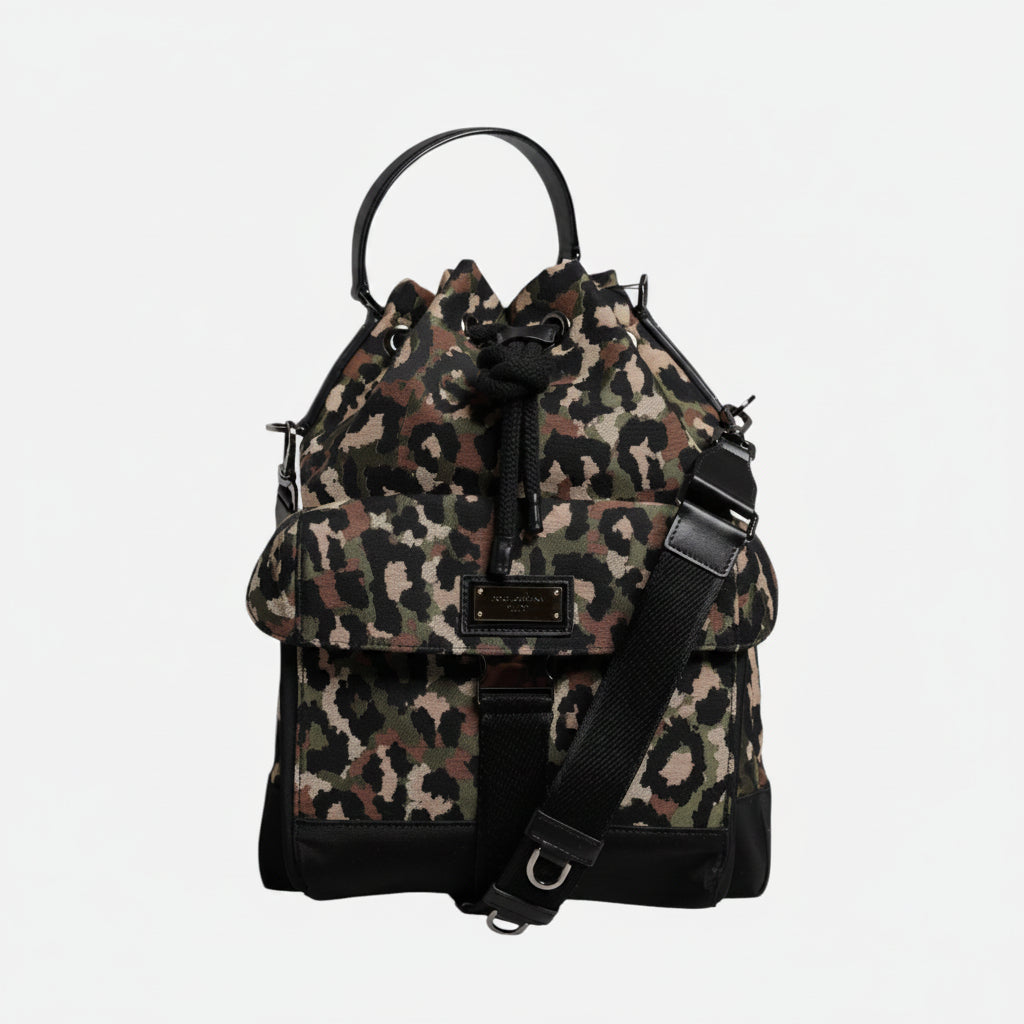 Dolce & Gabbana Multicolor Leopard Cotton Shoulder Bucket Bag Dolce & Gabbana