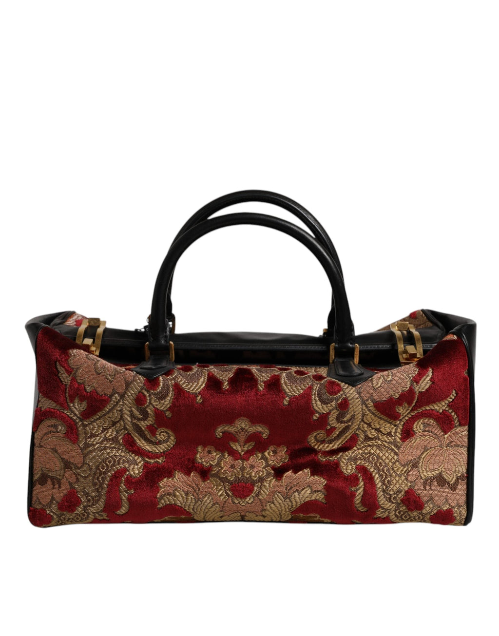 Dolce & Gabbana Multicolor Leather Brocade Velvet Travel Duffle Tote Bag Dolce & Gabbana
