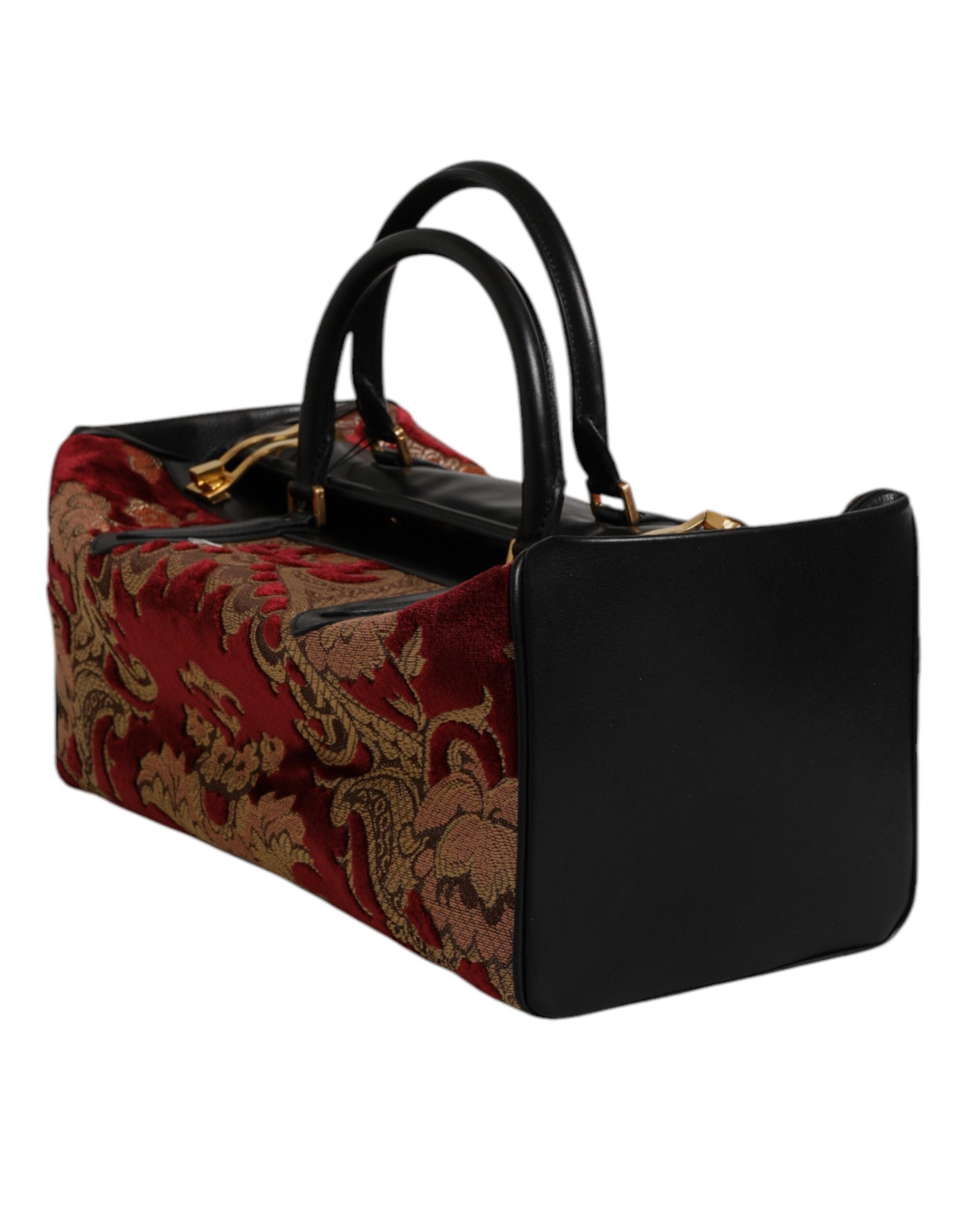 Dolce & Gabbana Multicolor Leather Brocade Velvet Travel Duffle Tote Bag Dolce & Gabbana