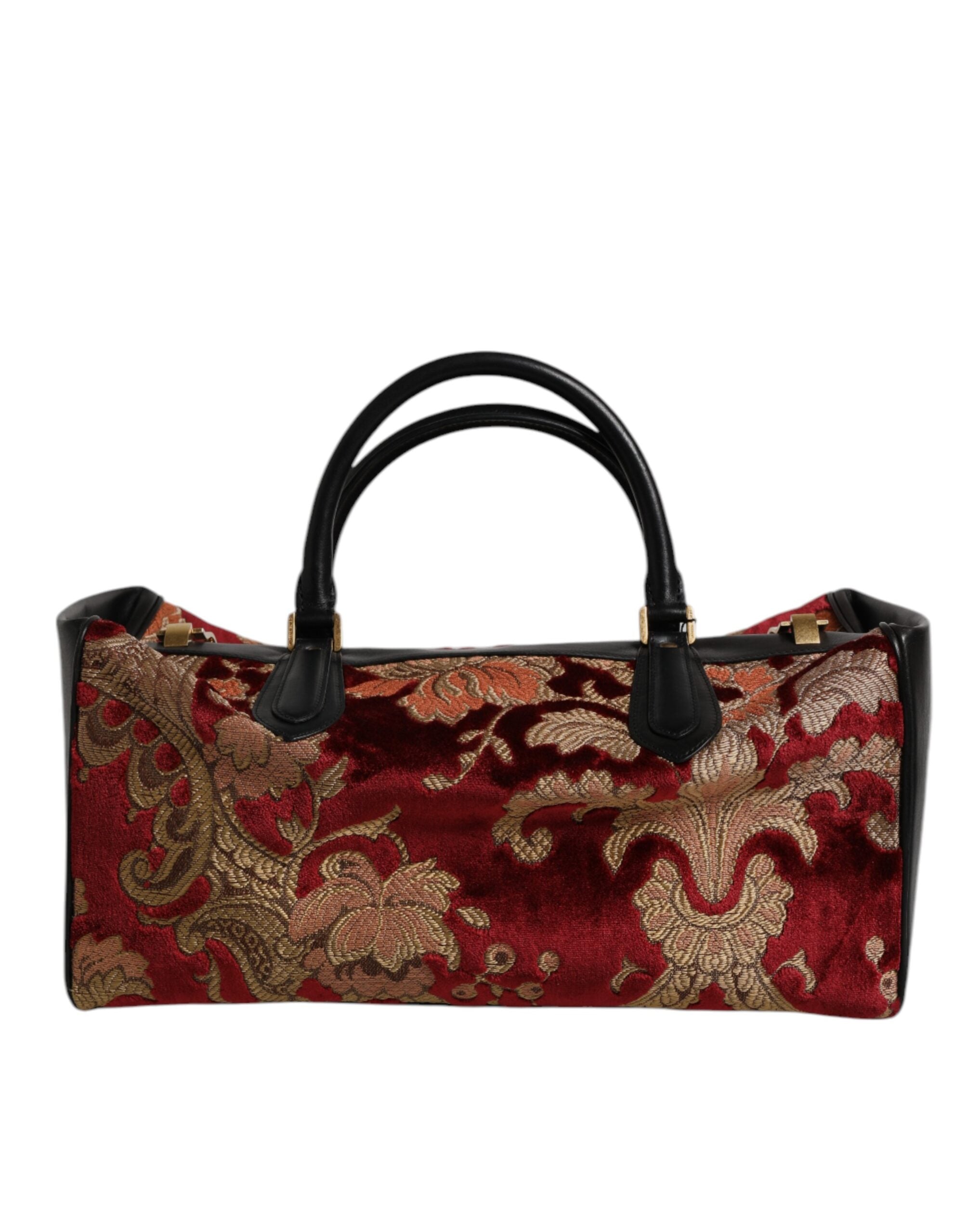 Dolce & Gabbana Multicolor Leather Brocade Velvet Travel Duffle Tote Bag Dolce & Gabbana