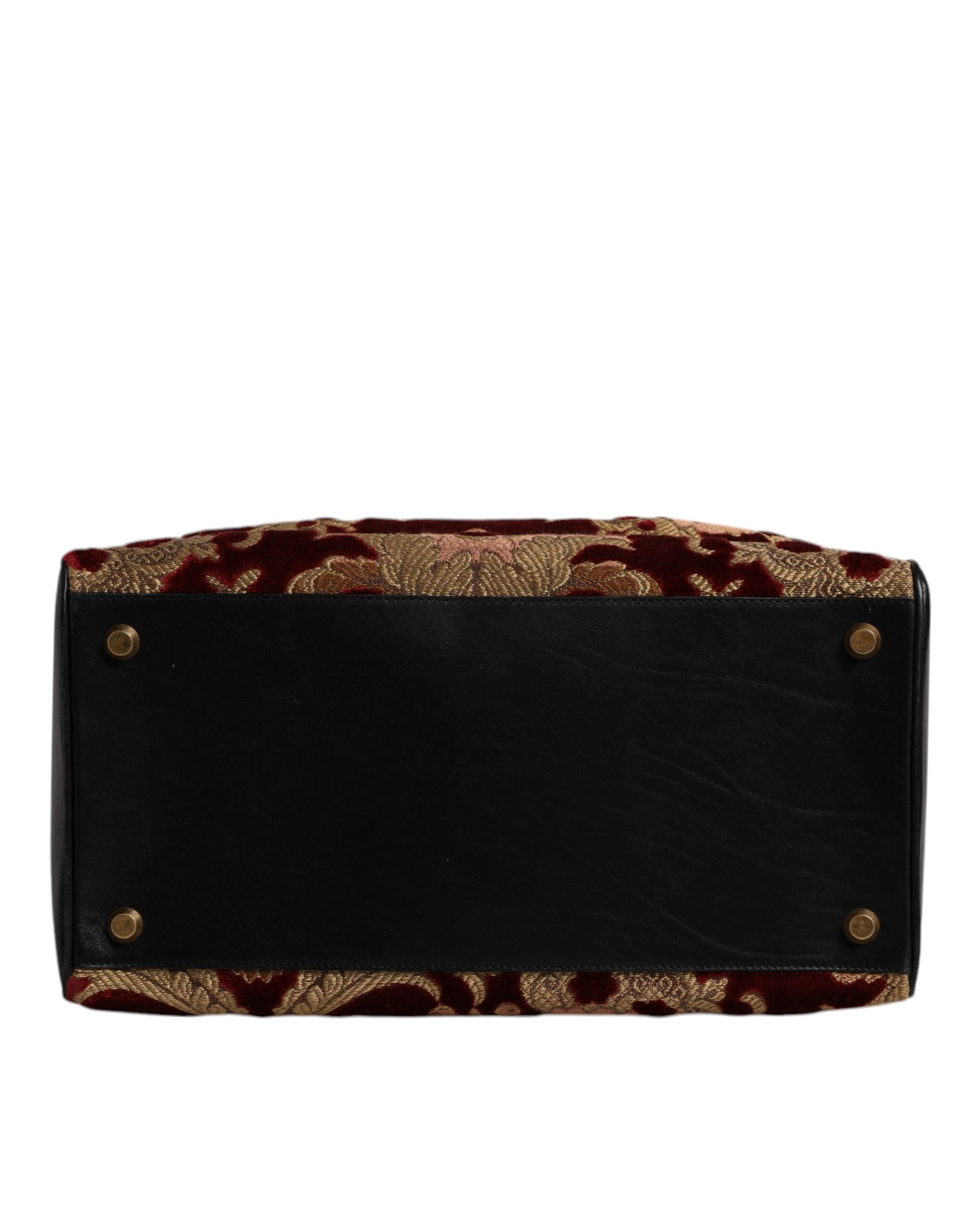 Dolce & Gabbana Multicolor Leather Brocade Velvet Travel Duffle Tote Bag Dolce & Gabbana