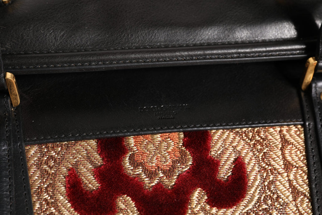 Dolce & Gabbana Multicolor Leather Brocade Velvet Travel Duffle Tote Bag Dolce & Gabbana