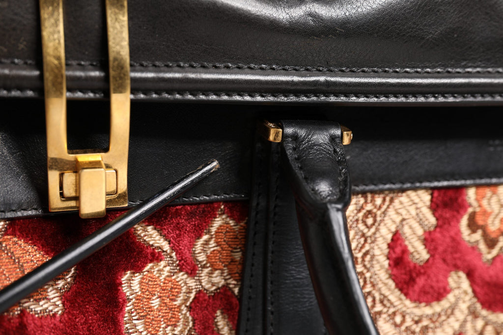 Dolce & Gabbana Multicolor Leather Brocade Velvet Travel Duffle Tote Bag Dolce & Gabbana