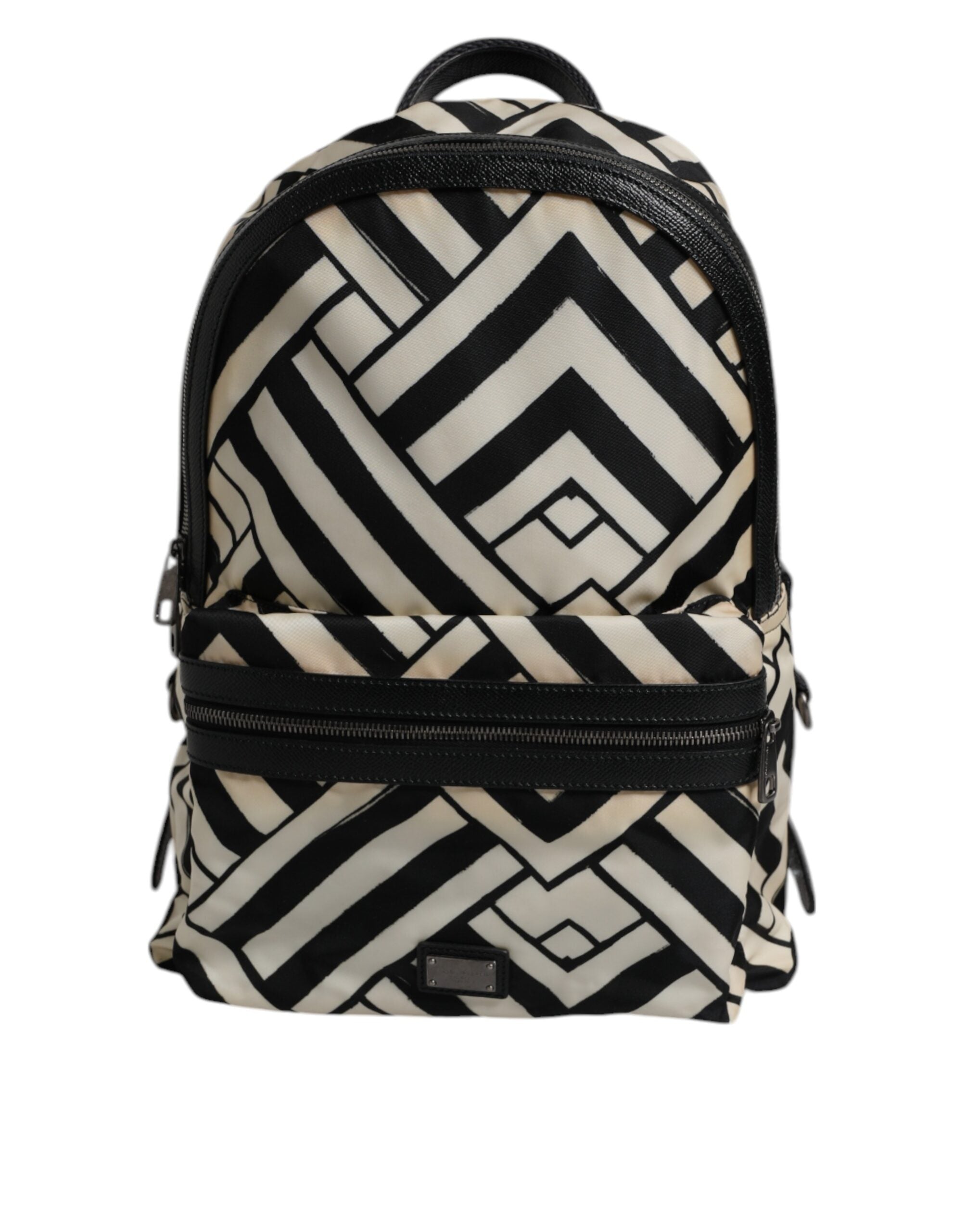 Dolce & Gabbana Black & White Nylon Leather Travel Backpack Dolce & Gabbana