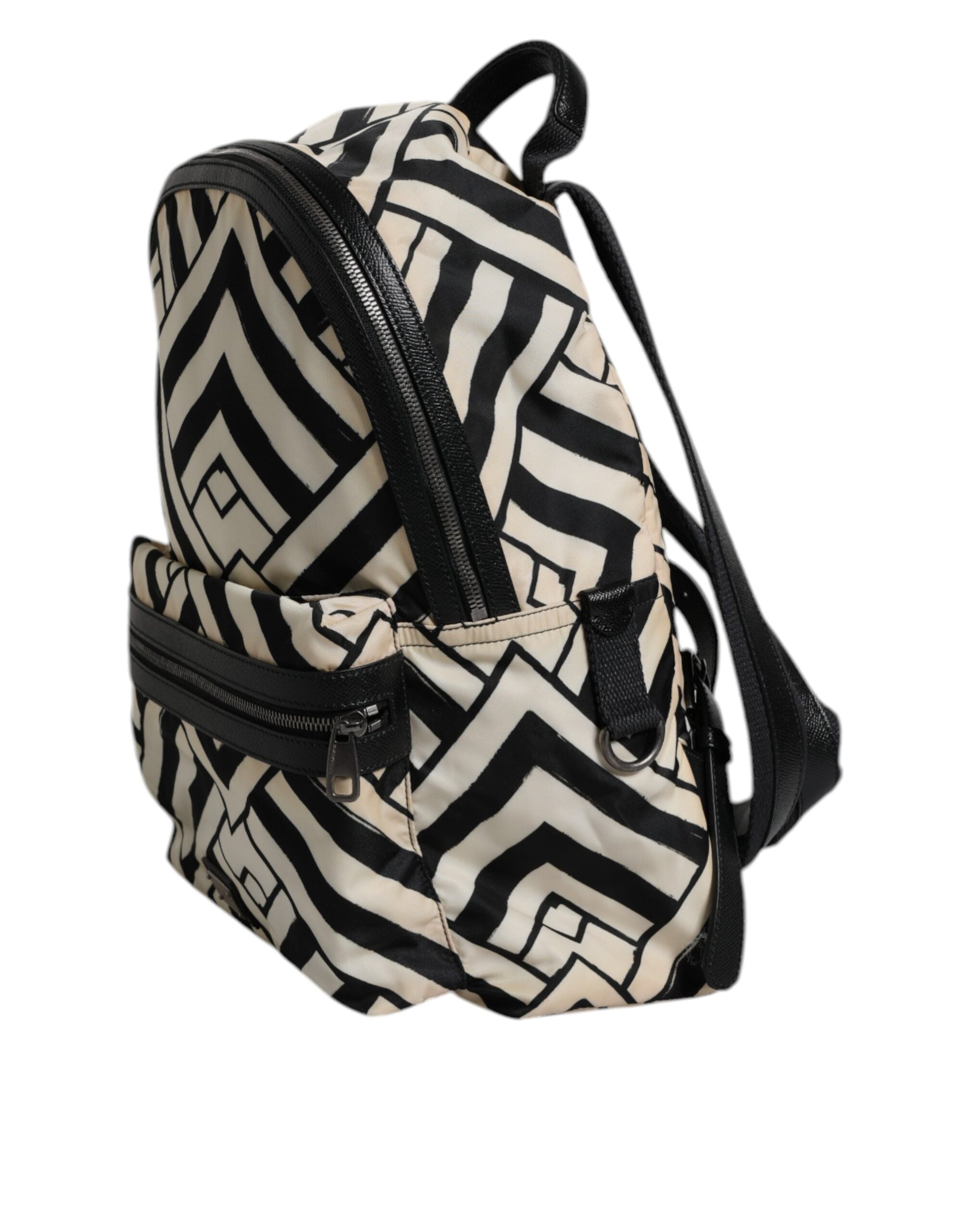 Dolce & Gabbana Black & White Nylon Leather Travel Backpack Dolce & Gabbana