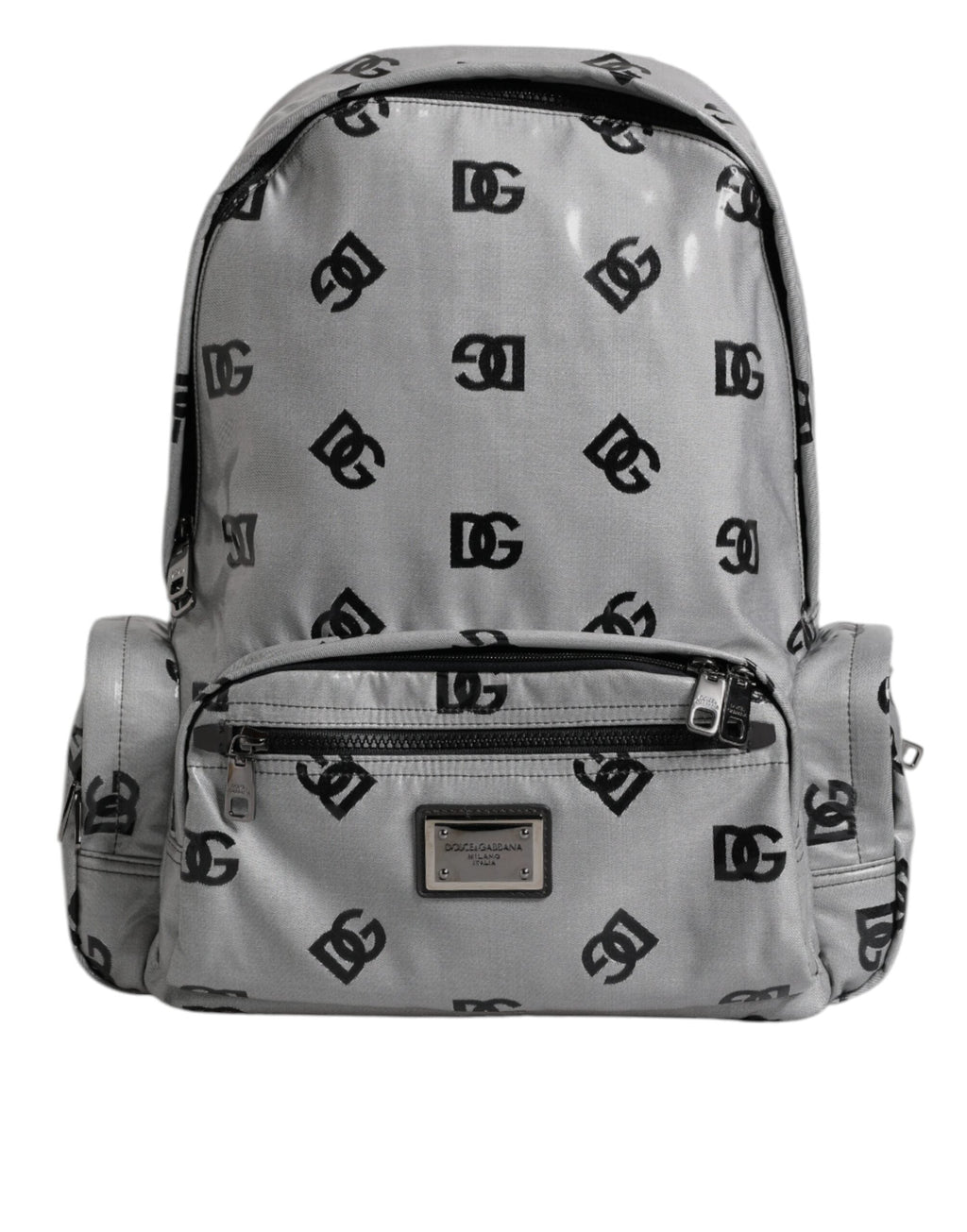 Dolce & Gabbana Polyester Gray & Black DG Logo Plaque Backpack Dolce & Gabbana