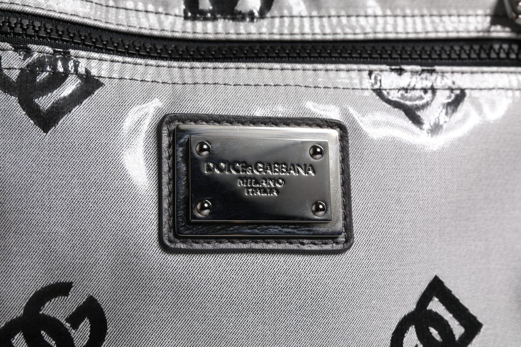 Dolce & Gabbana Polyester Gray & Black DG Logo Plaque Backpack Dolce & Gabbana