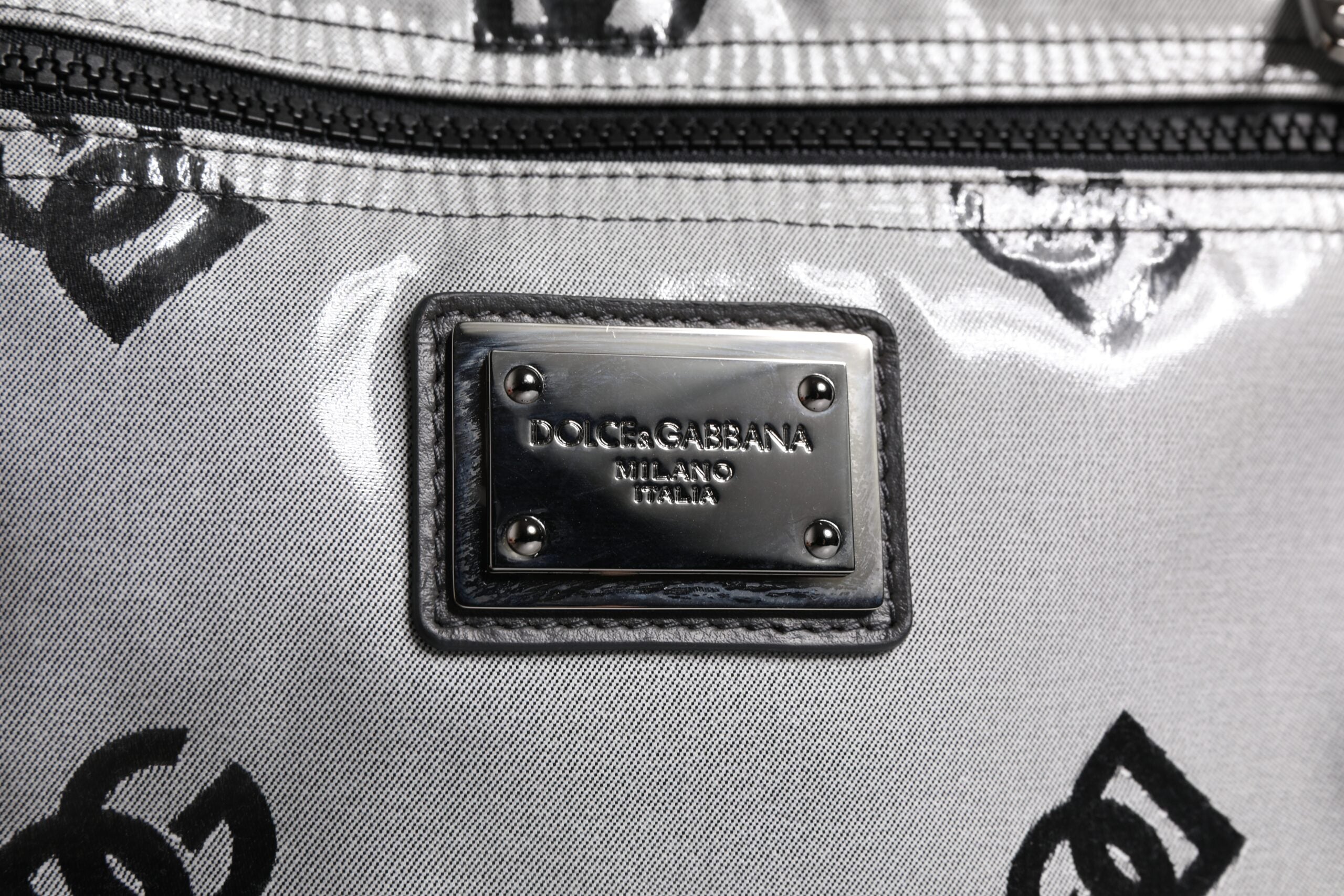 Dolce & Gabbana Polyester Gray & Black DG Logo Plaque Backpack Dolce & Gabbana