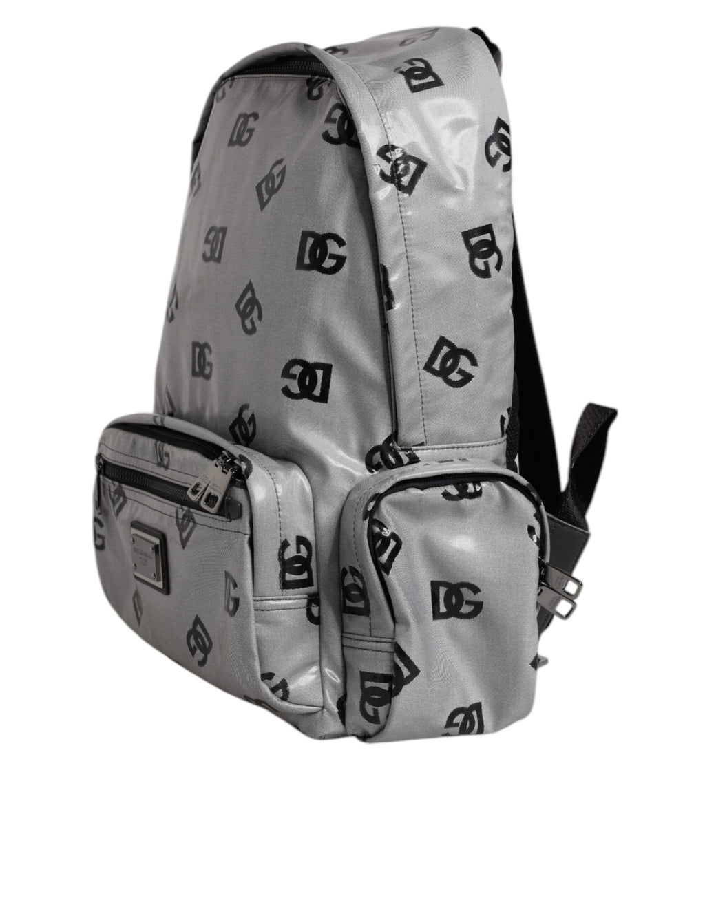 Dolce & Gabbana Polyester Gray & Black DG Logo Plaque Backpack Dolce & Gabbana