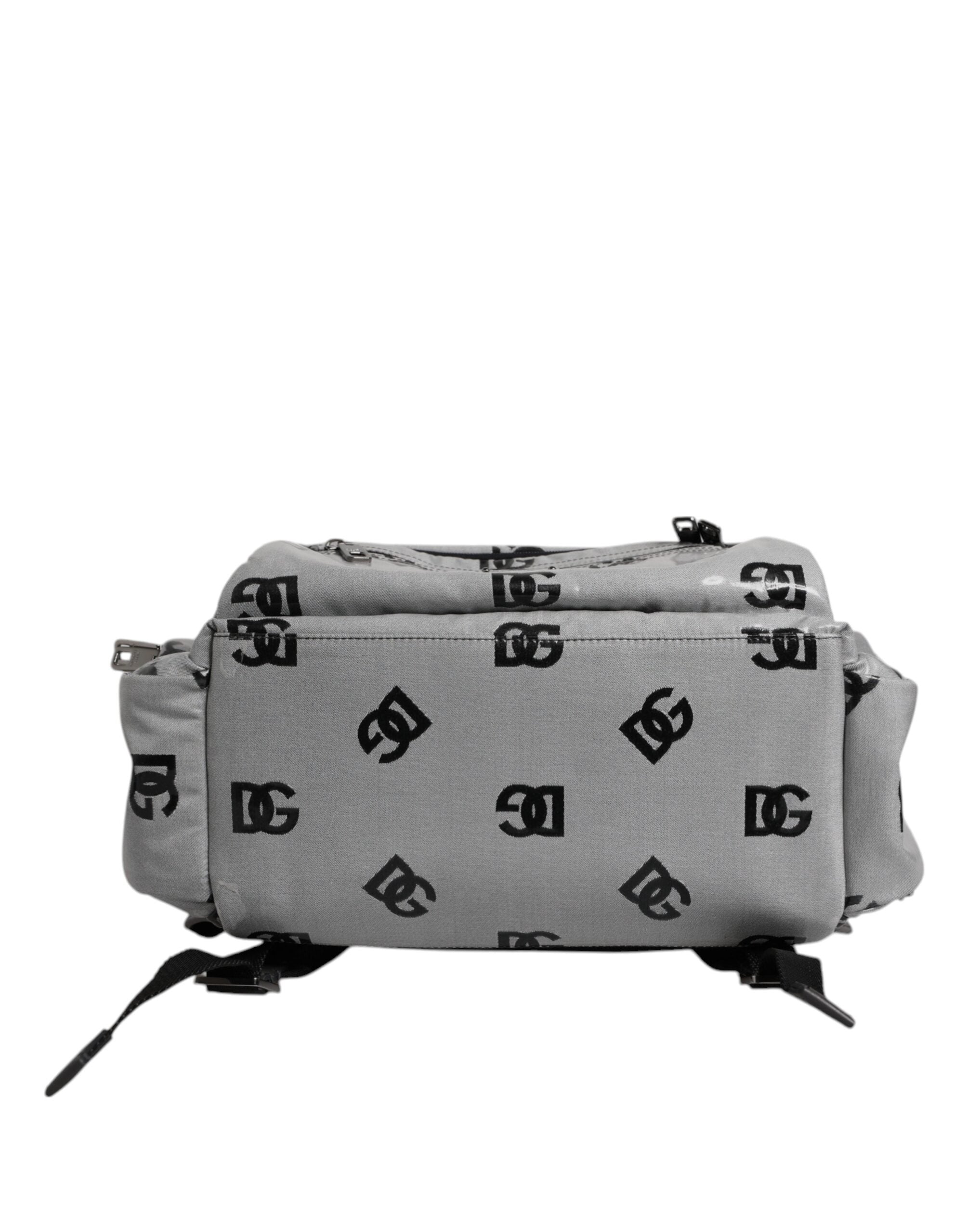 Dolce & Gabbana Polyester Gray & Black DG Logo Plaque Backpack Dolce & Gabbana