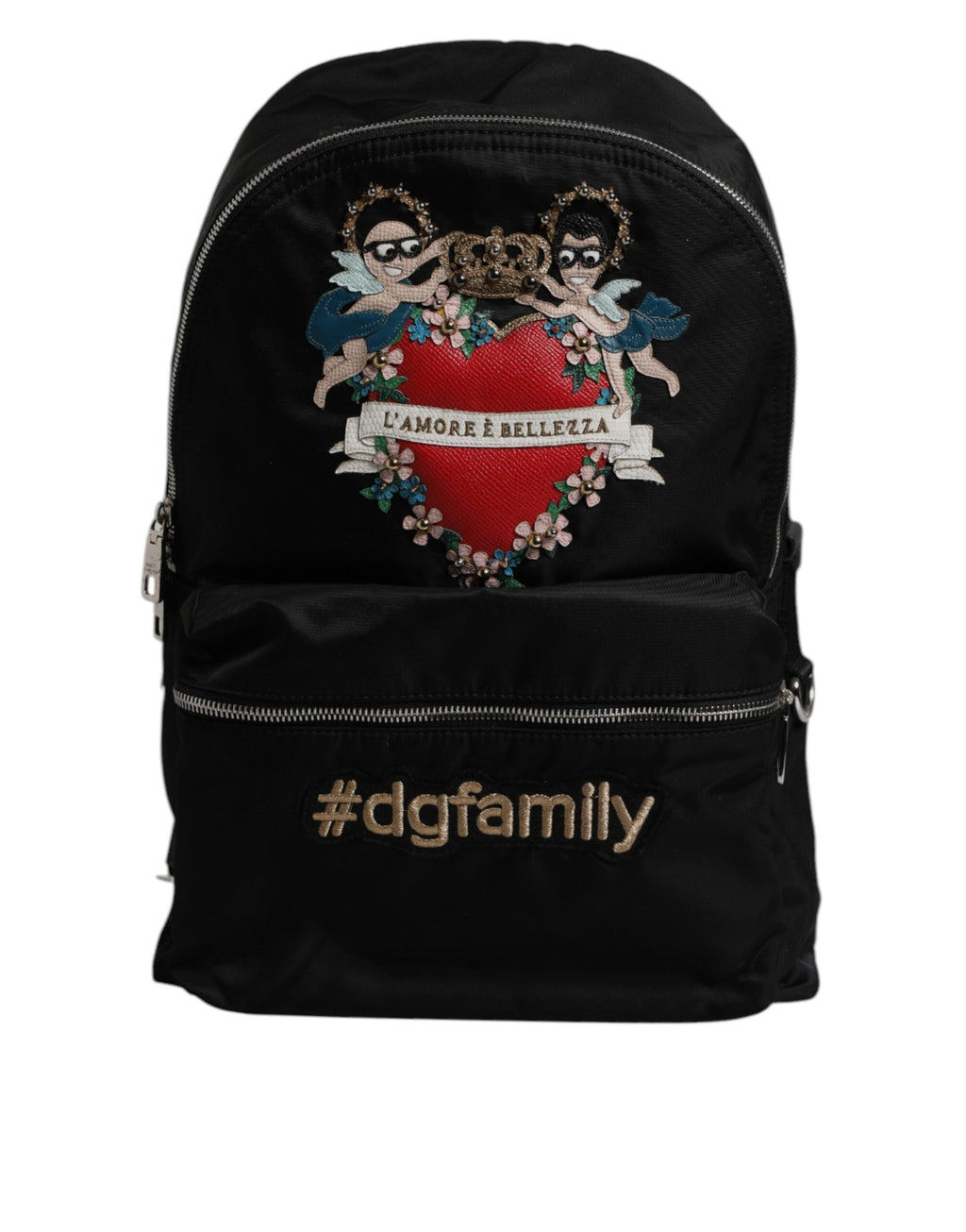 Dolce & Gabbana Black Nylon #DGFamily Embellished VULCANO Backpack Dolce & Gabbana