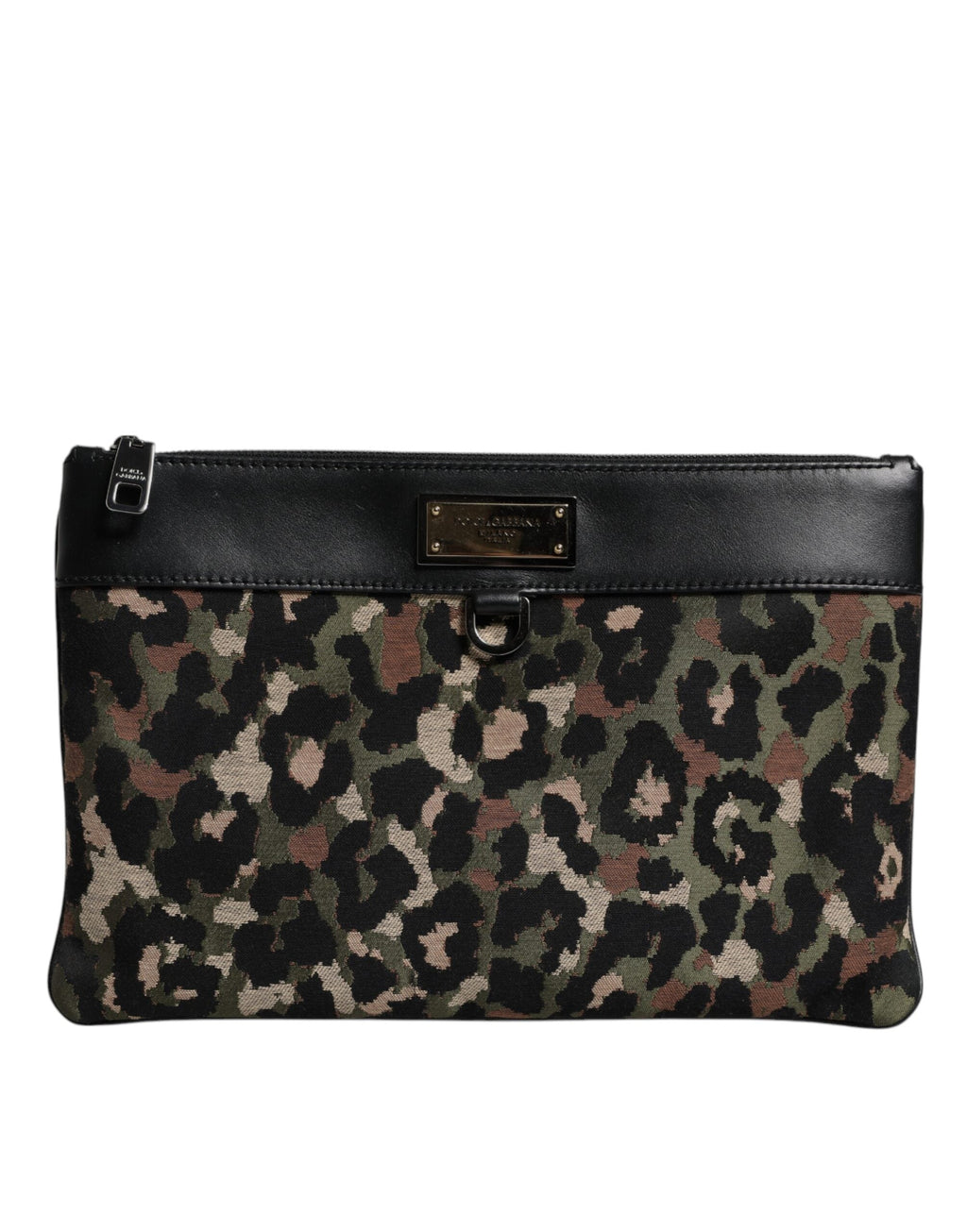 Dolce & Gabbana Multicolor Leopard Jacquard Logo Plaque Pouch Bag II Dolce & Gabbana