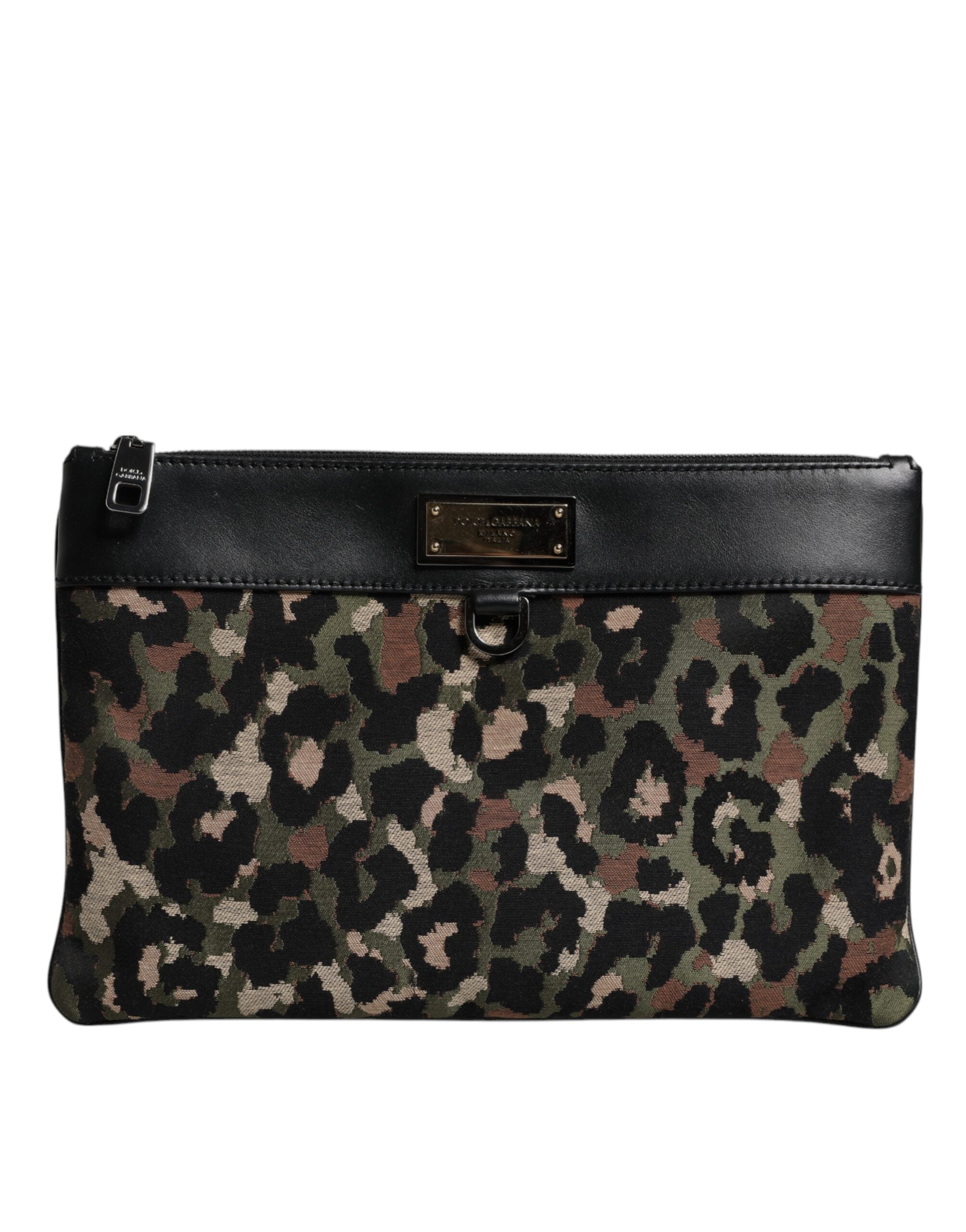 Dolce & Gabbana Multicolor Leopard Jacquard Logo Plaque Pouch Bag II Dolce & Gabbana