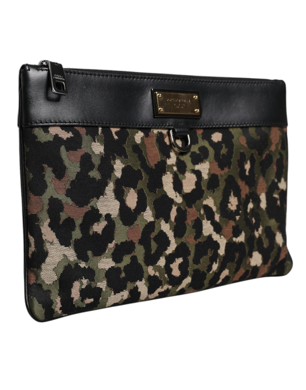 Dolce & Gabbana Multicolor Leopard Jacquard Logo Plaque Pouch Bag II Dolce & Gabbana