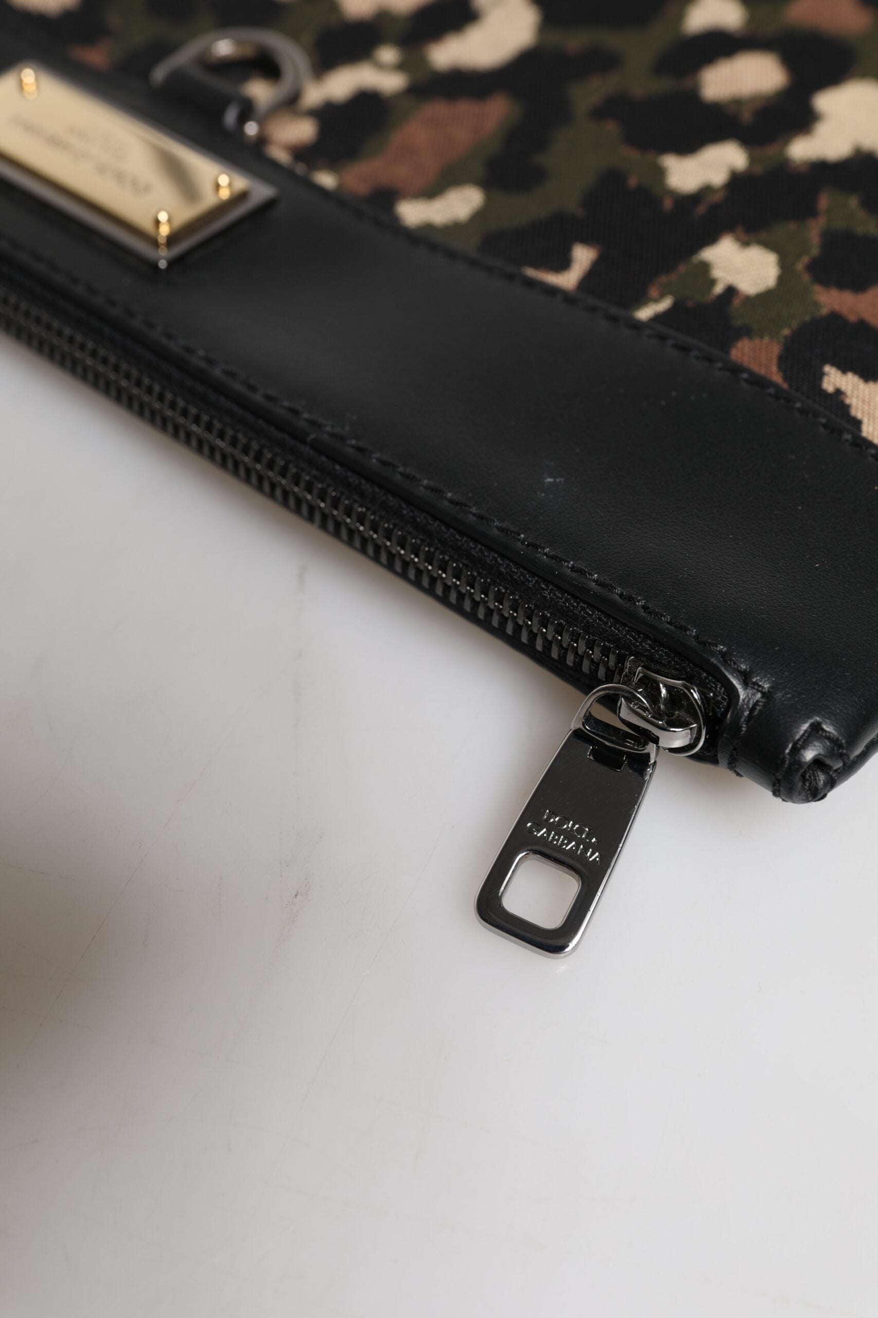 Dolce & Gabbana Multicolor Leopard Jacquard Logo Plaque Pouch Bag II Dolce & Gabbana