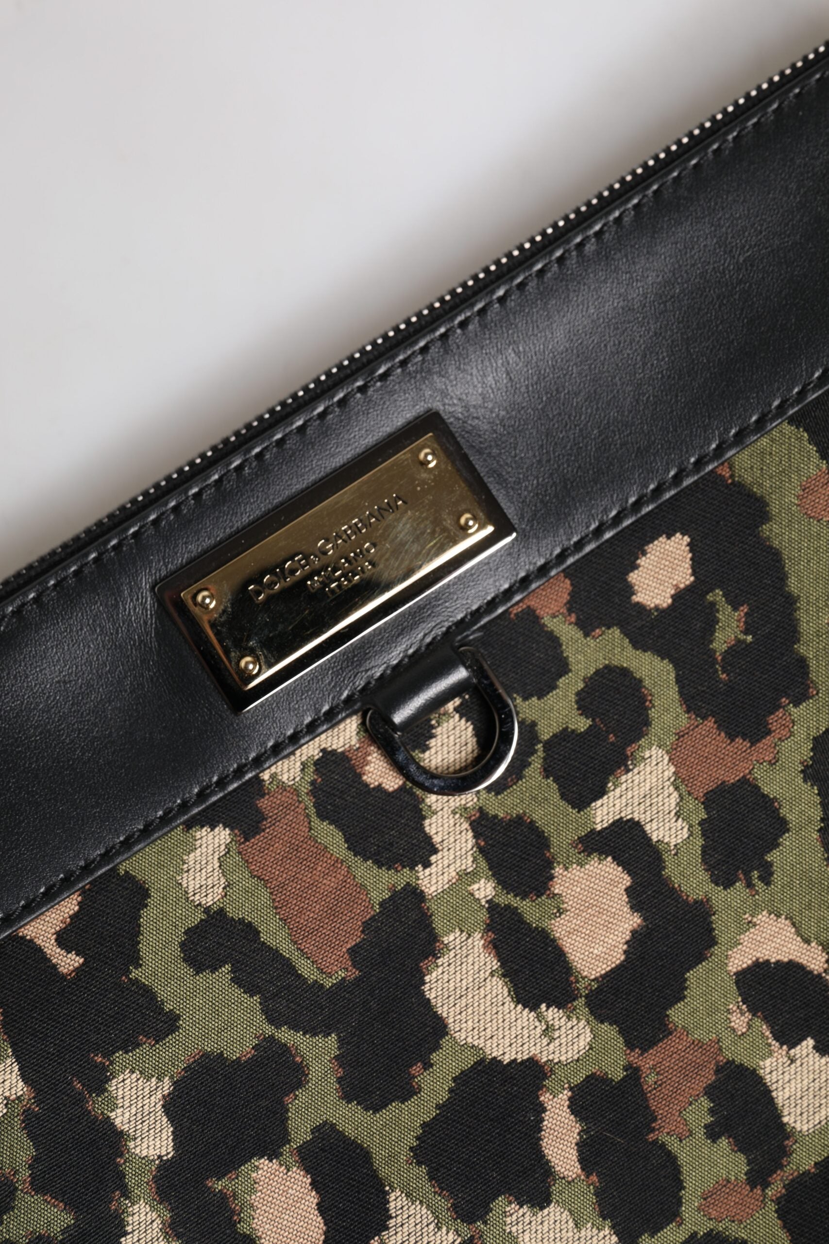 Dolce & Gabbana Multicolor Leopard Jacquard Logo Plaque Pouch Bag II Dolce & Gabbana