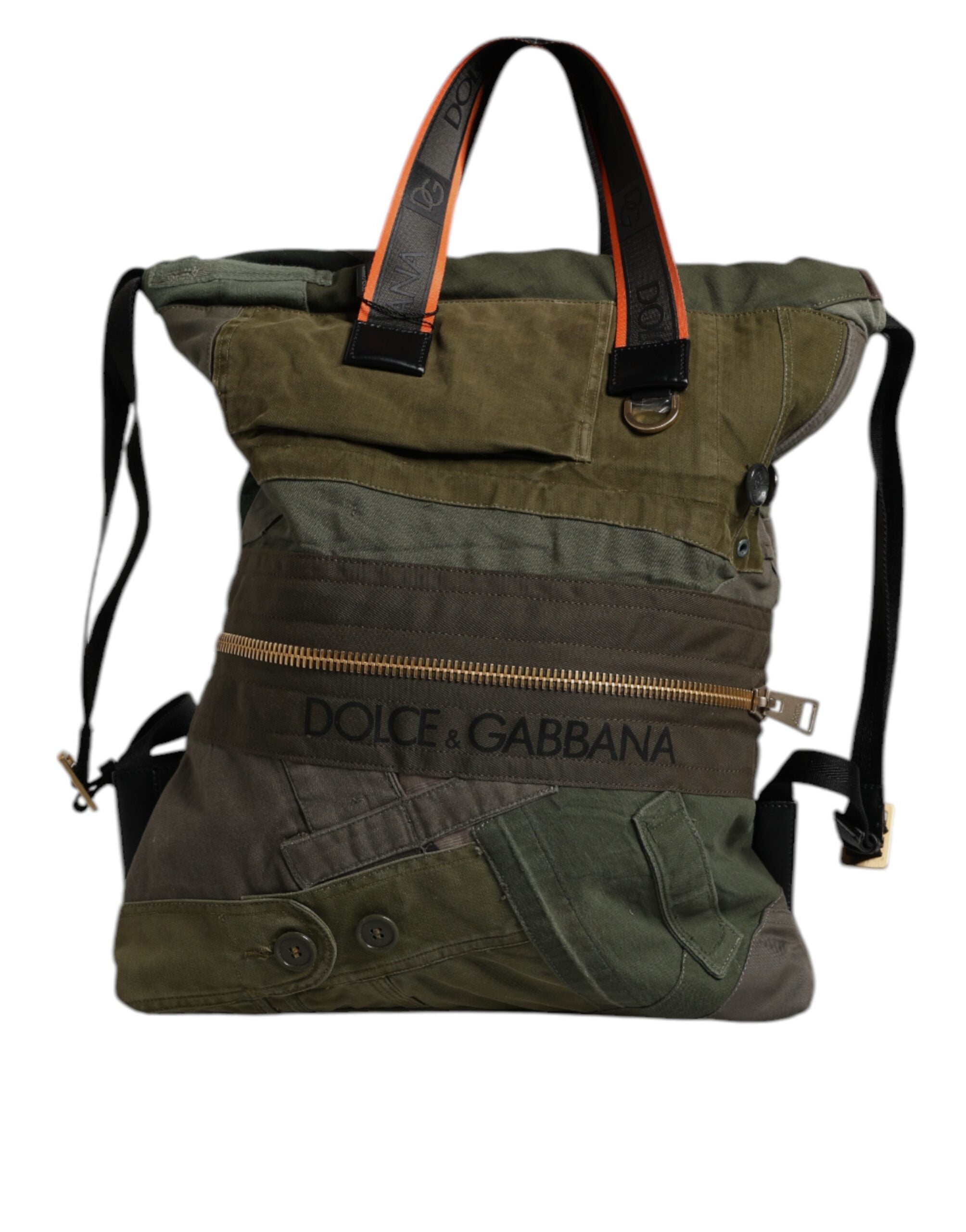 Dolce & Gabbana Military Green Patchwork Rucksack Backpack IV Dolce & Gabbana