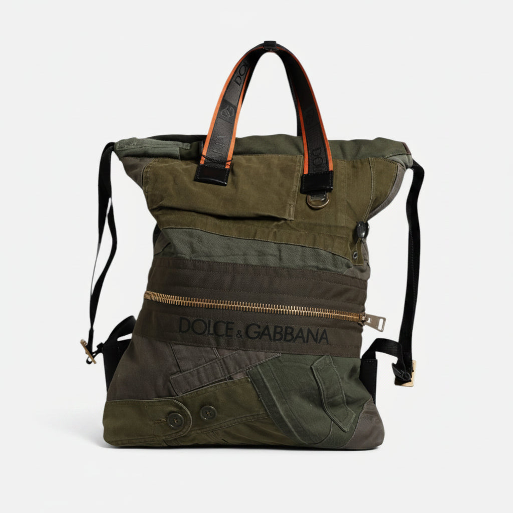 Dolce & Gabbana Military Green Patchwork Rucksack Backpack Bag Dolce & Gabbana