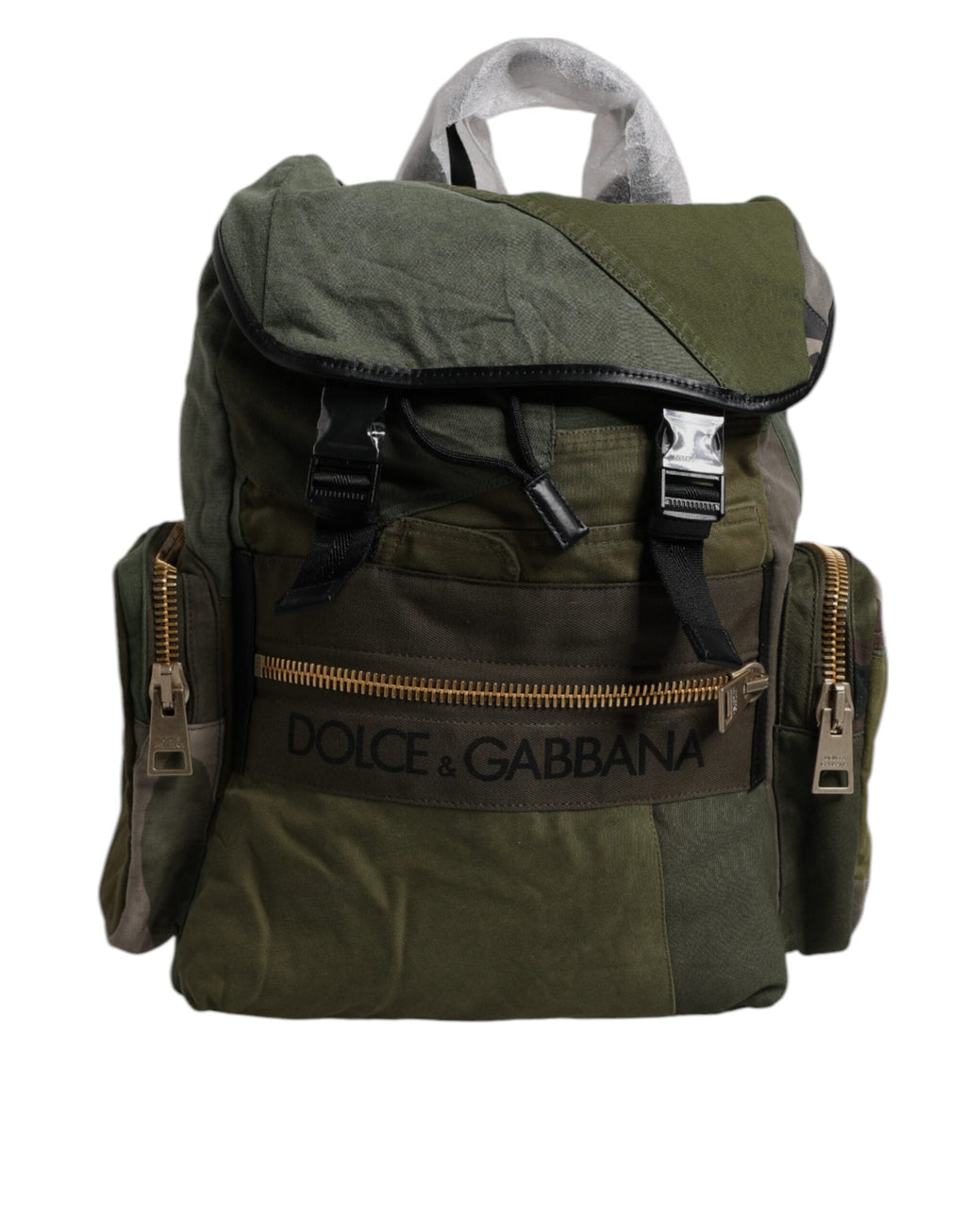 Dolce & Gabbana Military Green Patchwork Travel Backpack Dolce & Gabbana