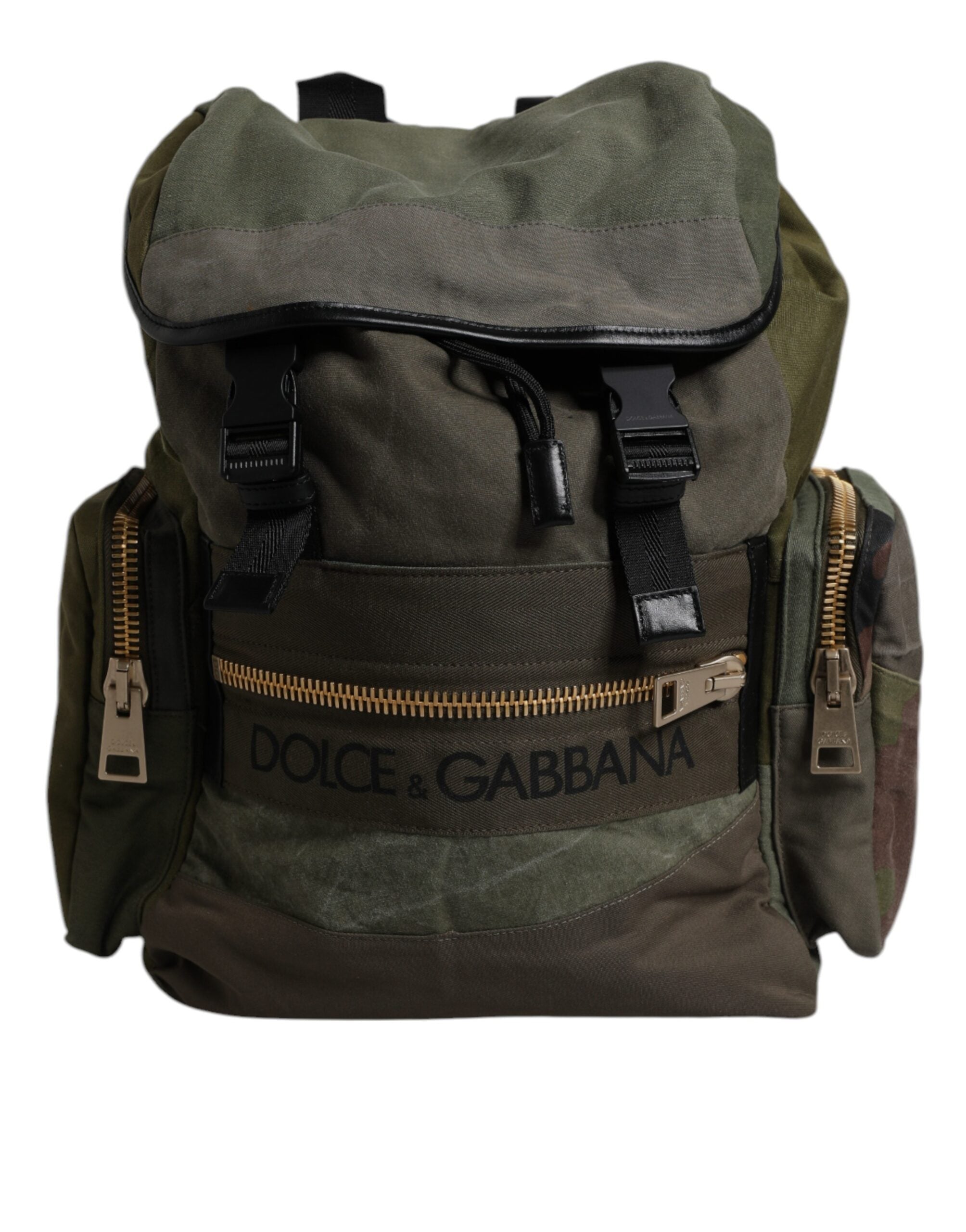 Dolce & Gabbana Military Green Patchwork School Backpack Dolce & Gabbana