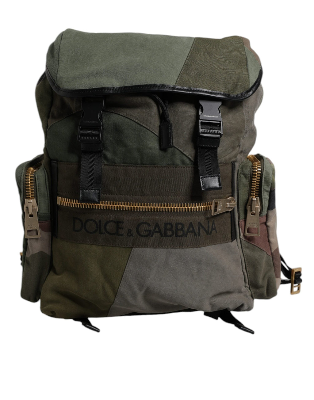 Dolce & Gabbana Military Green Patchwork Travel Backpack IV Dolce & Gabbana