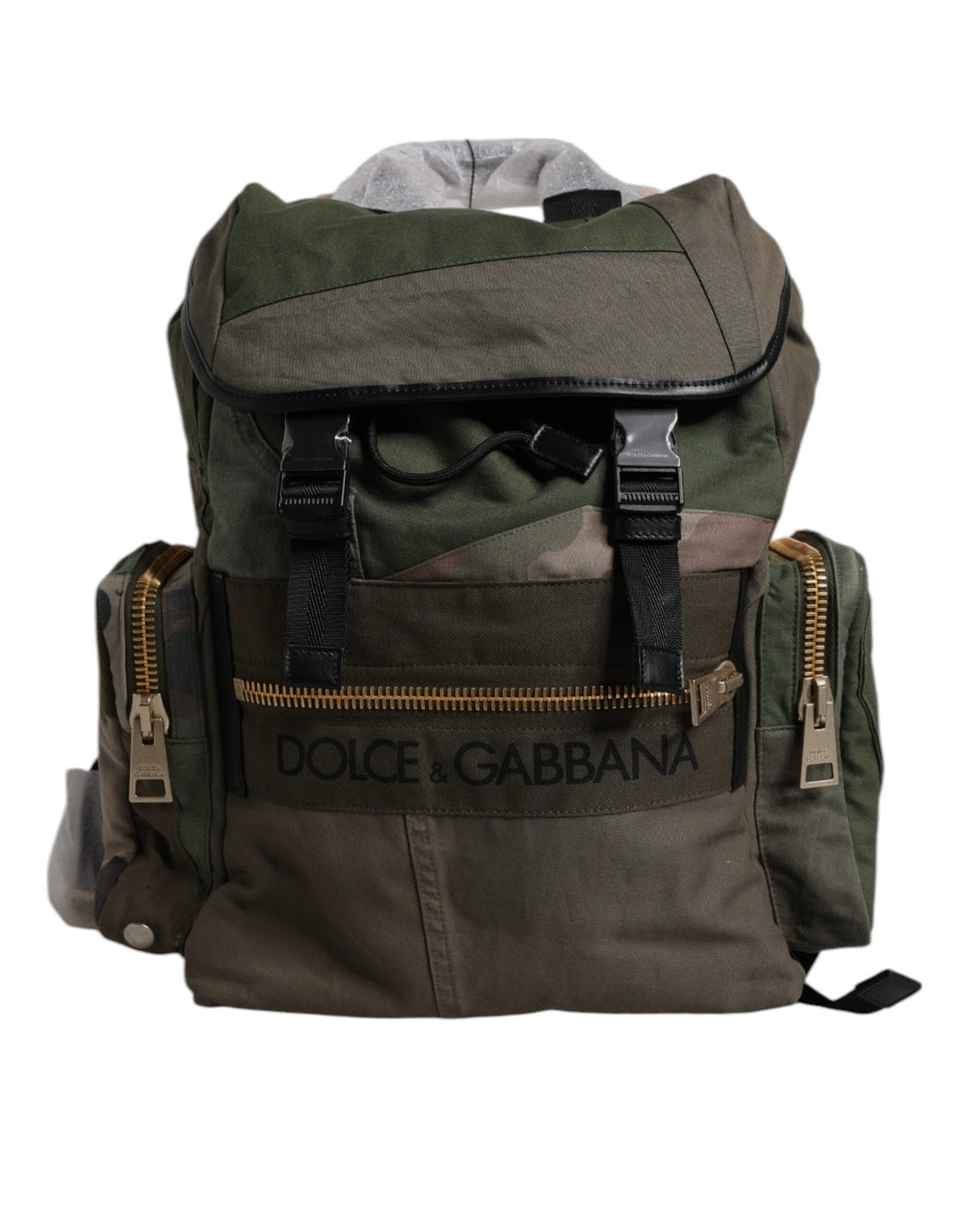 Dolce & Gabbana Military Green Patchwork Travel Backpack V Dolce & Gabbana
