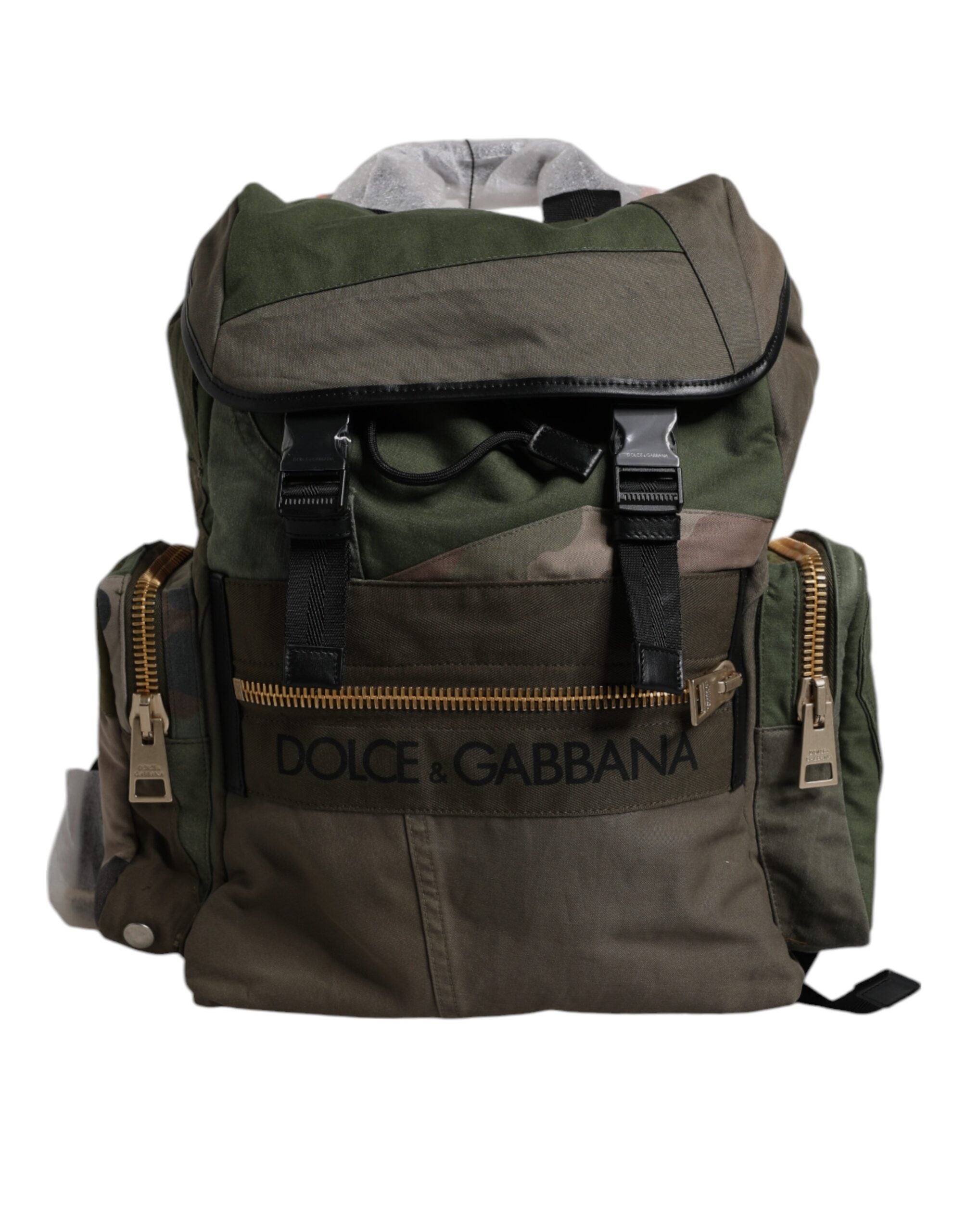 Dolce & Gabbana Military Green Patchwork Travel Backpack V Dolce & Gabbana