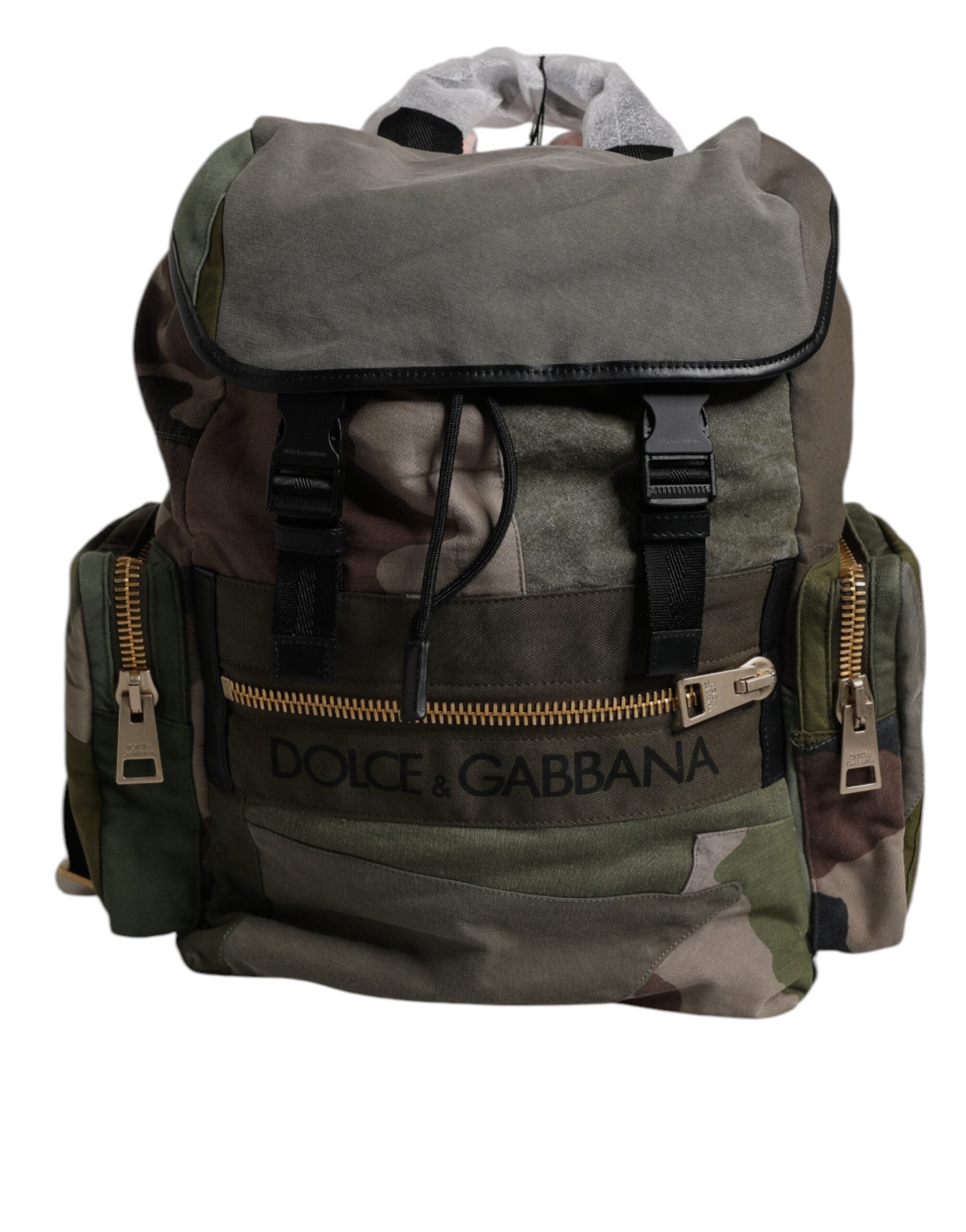 Dolce & Gabbana Military Green Patchwork School Backpack III Dolce & Gabbana