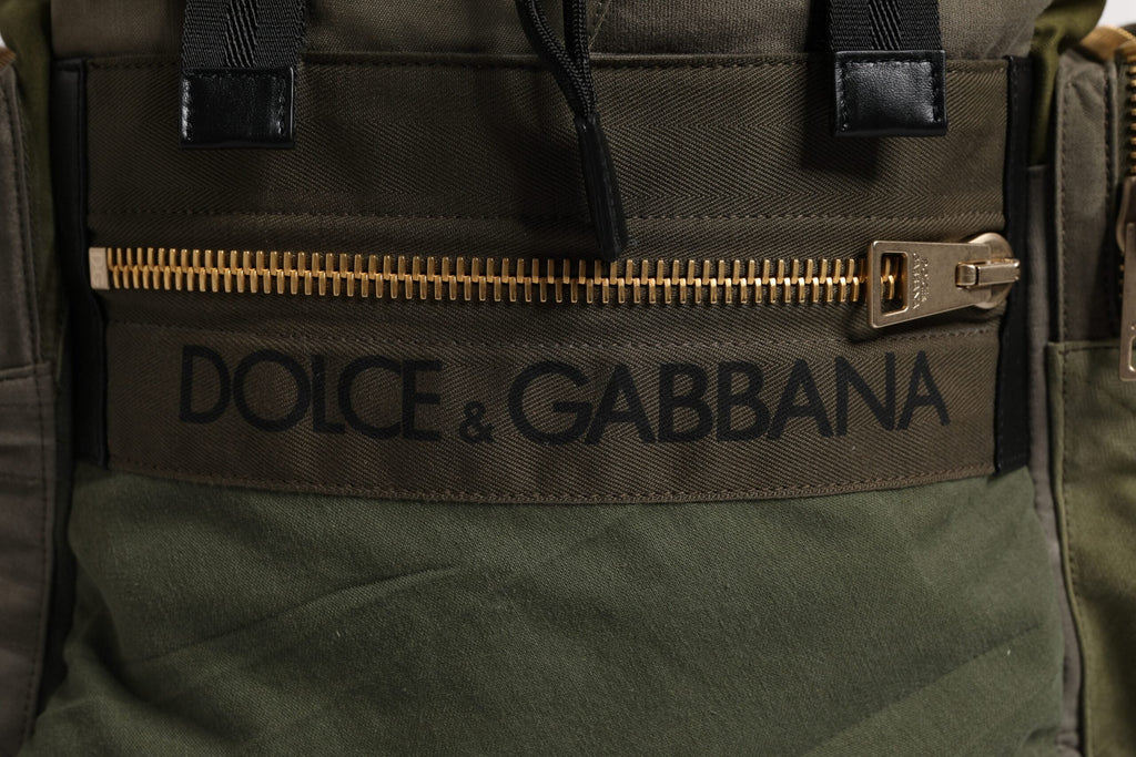 Dolce & Gabbana Military Green Patchwork School Backpack III Dolce & Gabbana