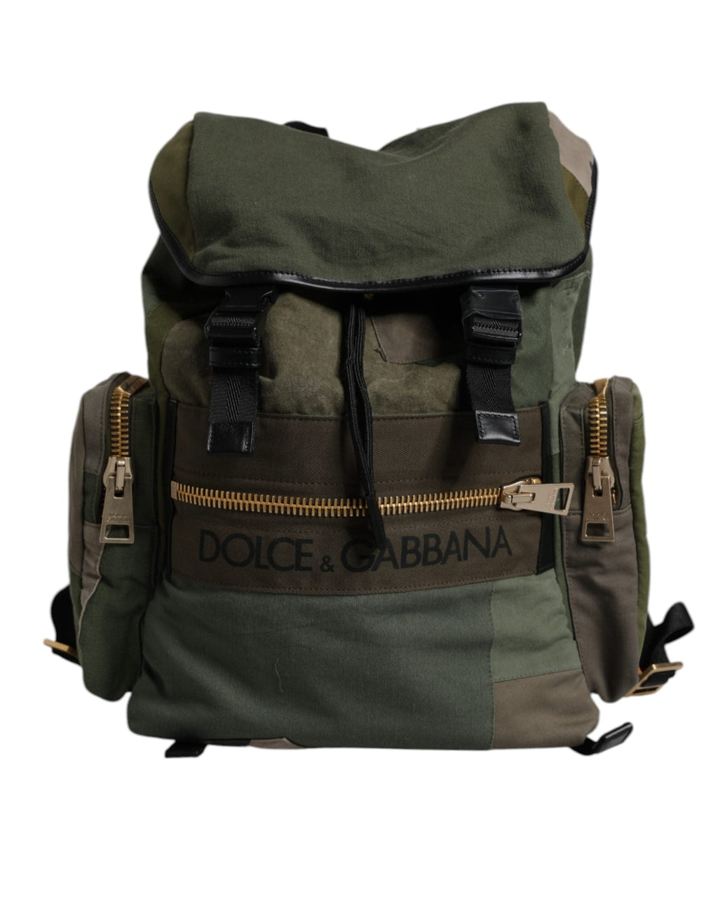 Dolce & Gabbana Military Green Patchwork School Backpack IV Dolce & Gabbana