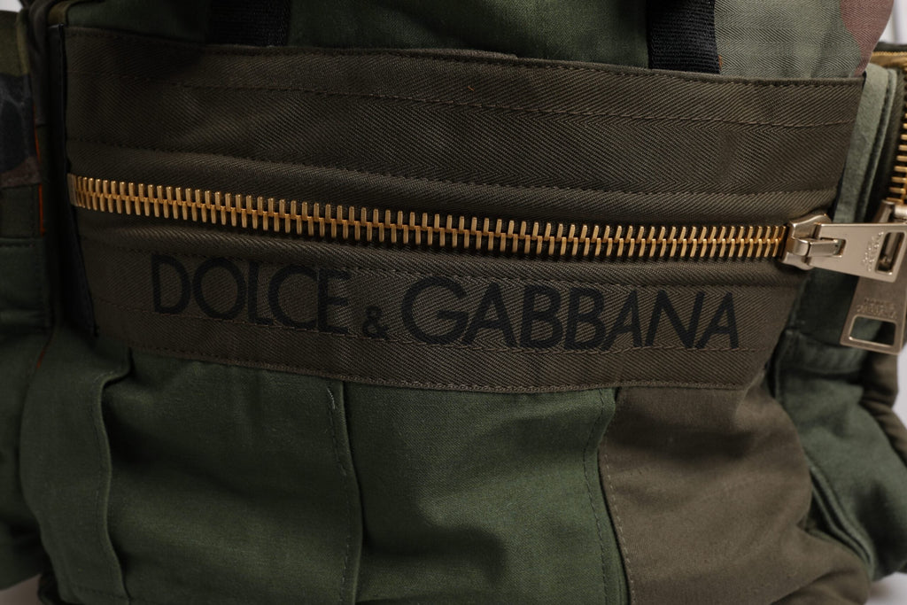 Dolce & Gabbana Military Green Patchwork Travel Backpack XI Dolce & Gabbana